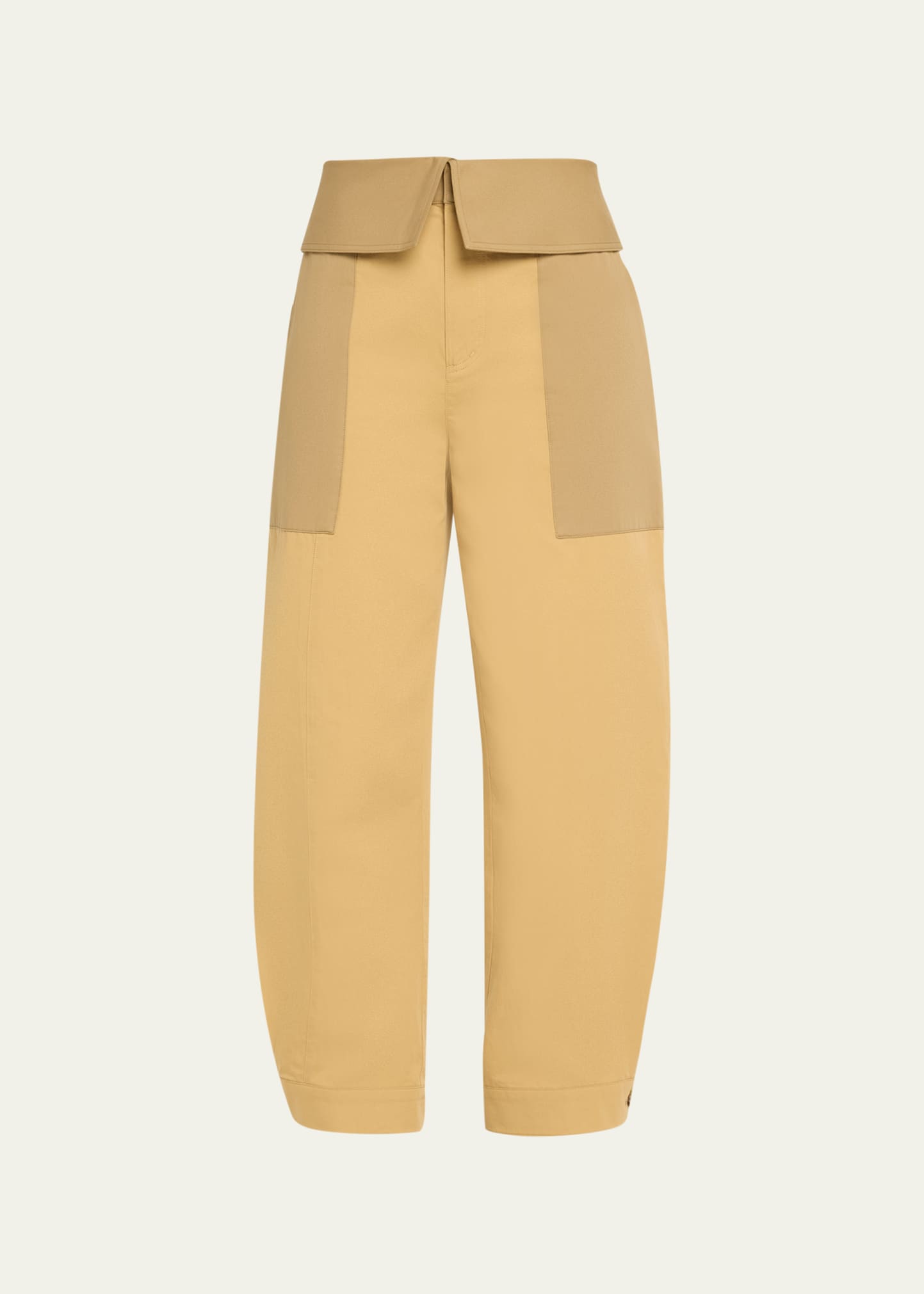 Frame Foldover Trouser Pants In Light Tan Multi