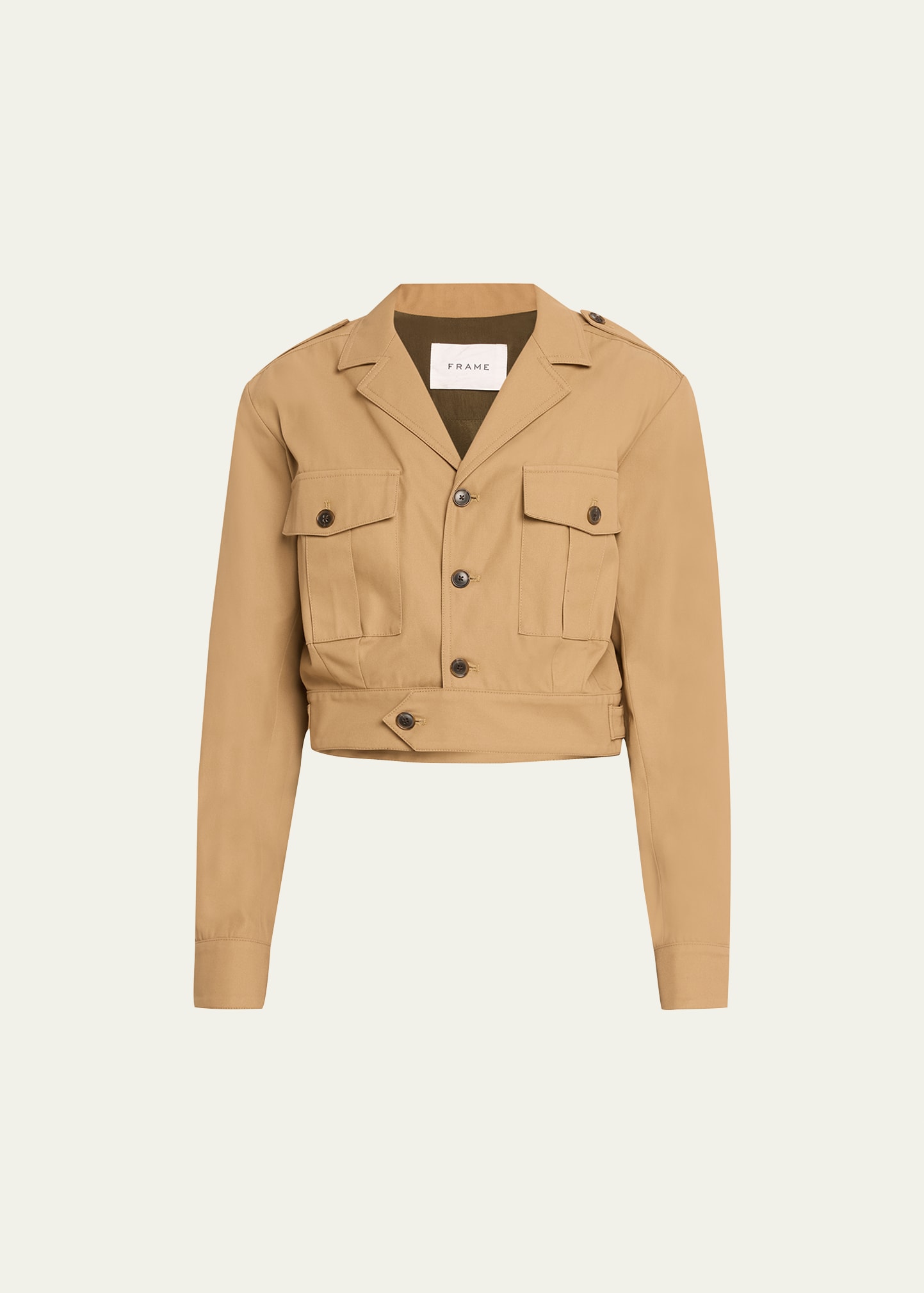 Shop Frame Cropped Utility Jacket In Khaki Tan