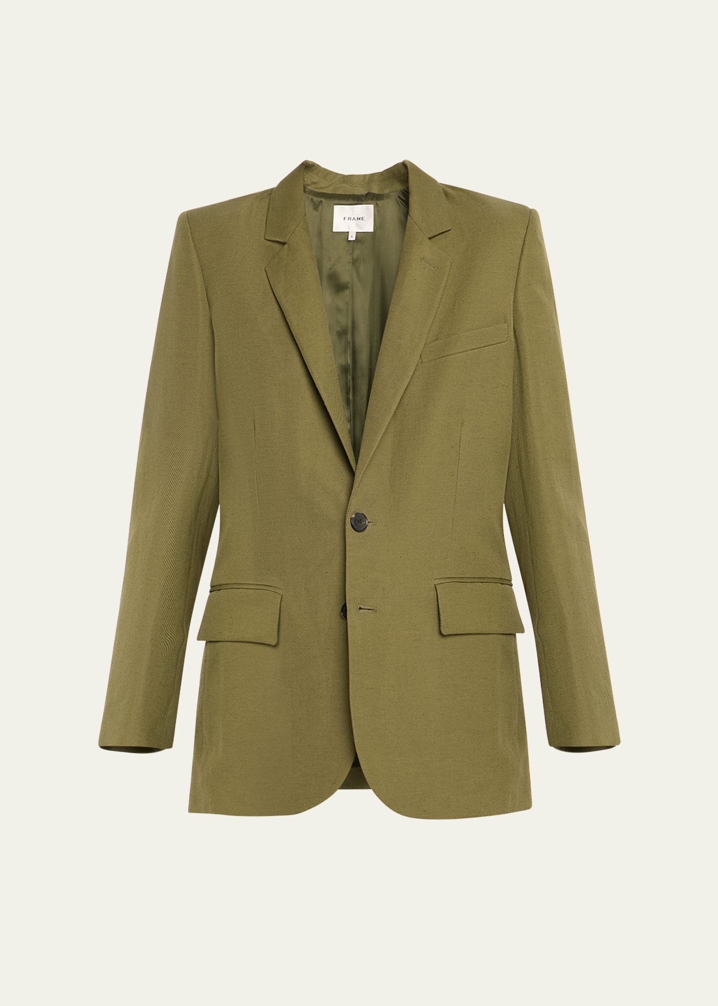 Frame Everyday Twill Blazer In Military Green