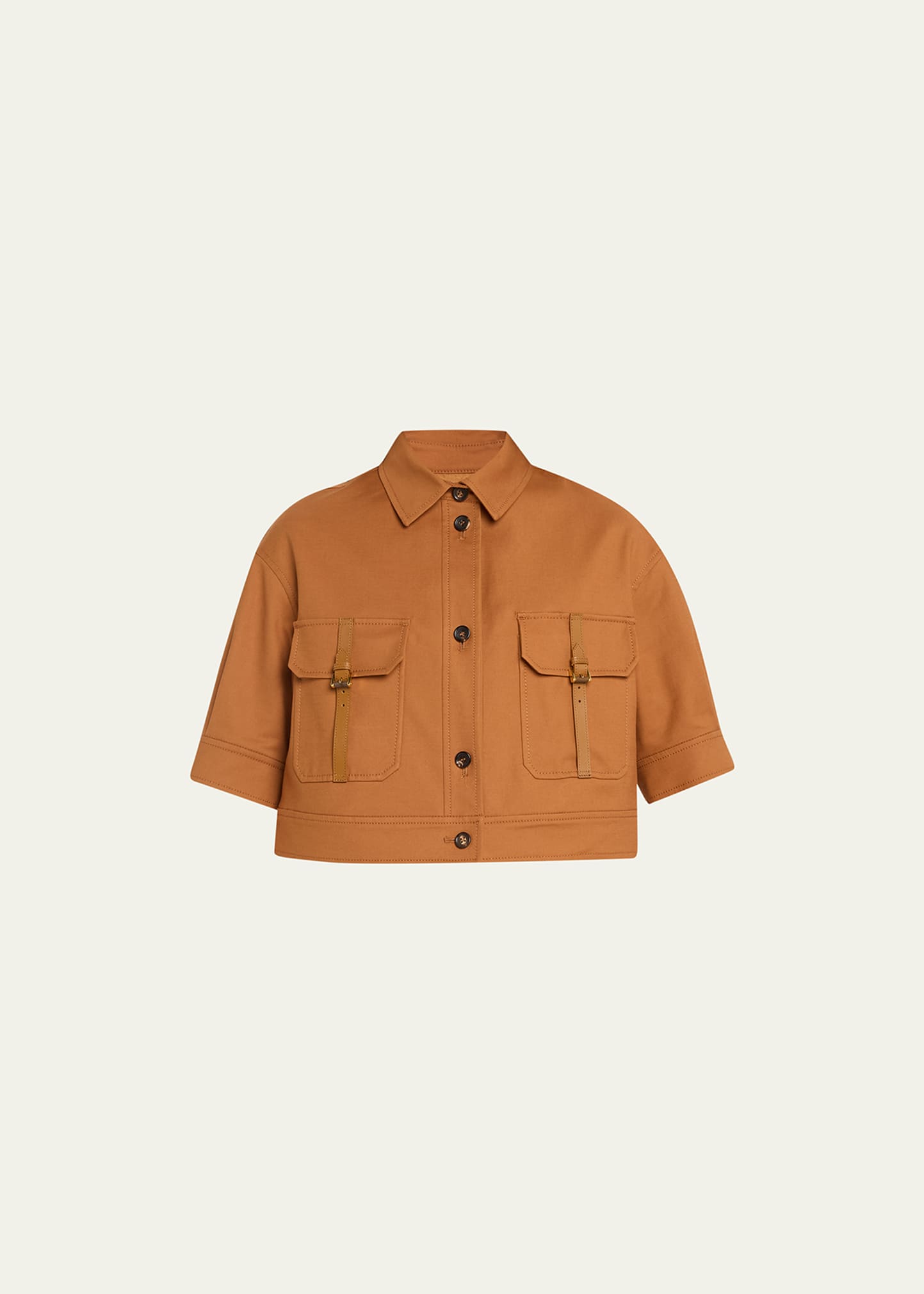 Max Mara Agiate Cropped Utility Shirt In Tobacco