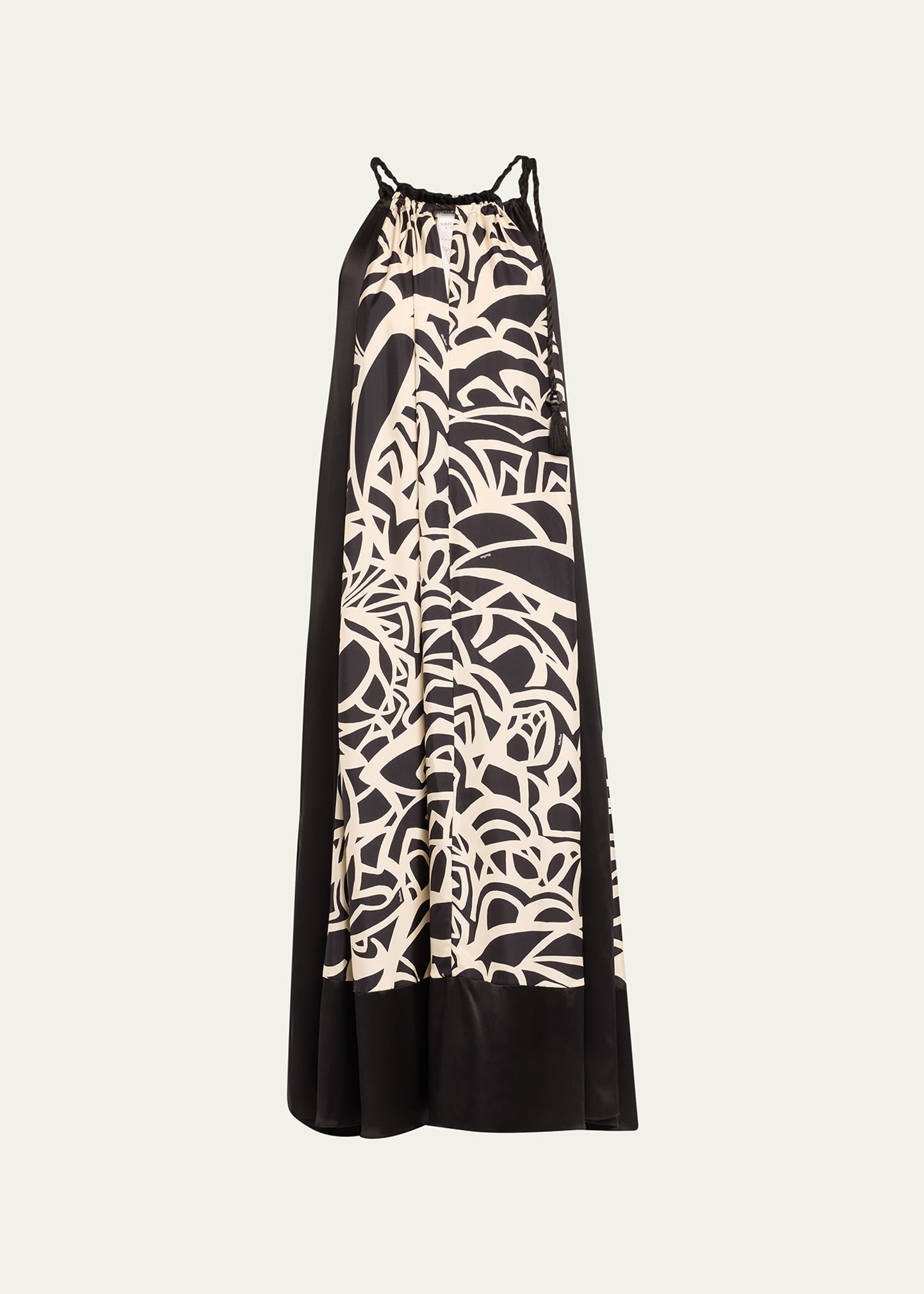 Shop Max Mara Licenza Printed Halter Maxi Dress In Black White