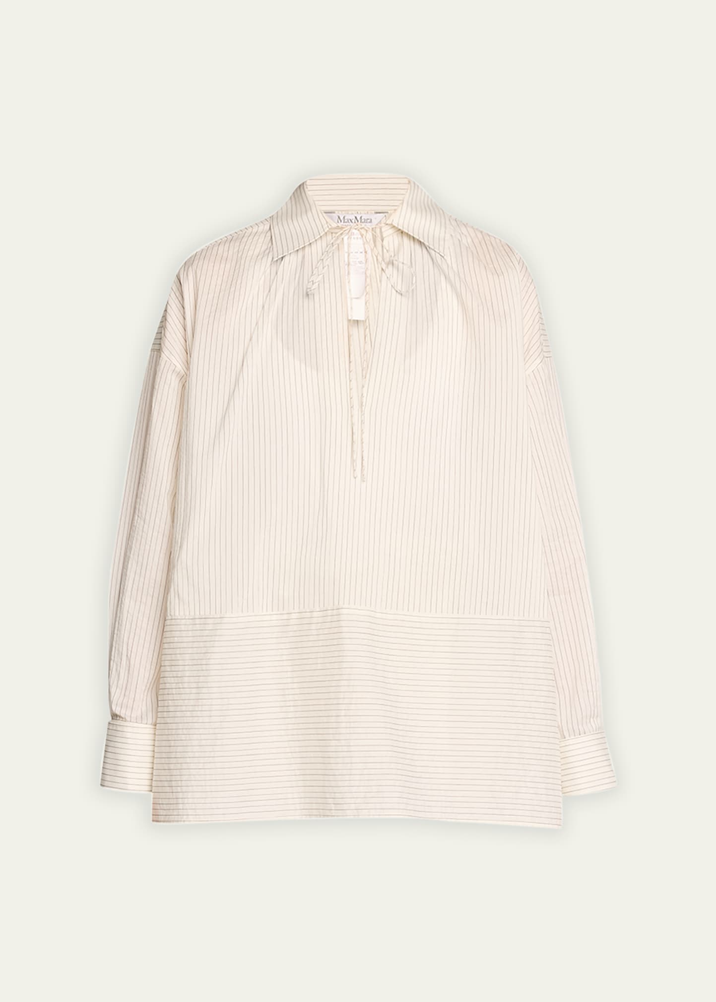 Shop Max Mara Saletta Striped Tie-neck Blouse In White Black