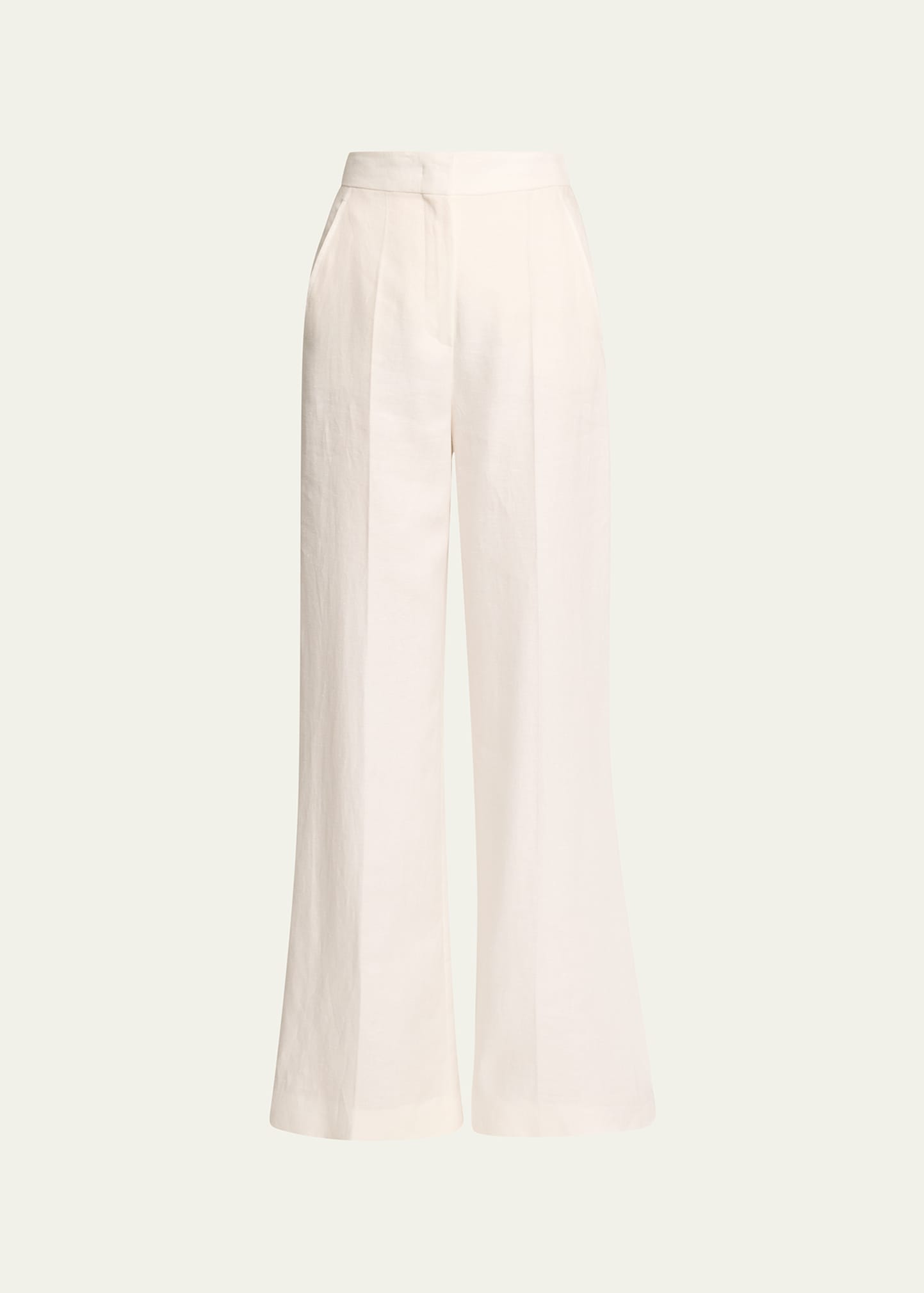 Shop Max Mara Hangar Linen Wide-leg Pants In White