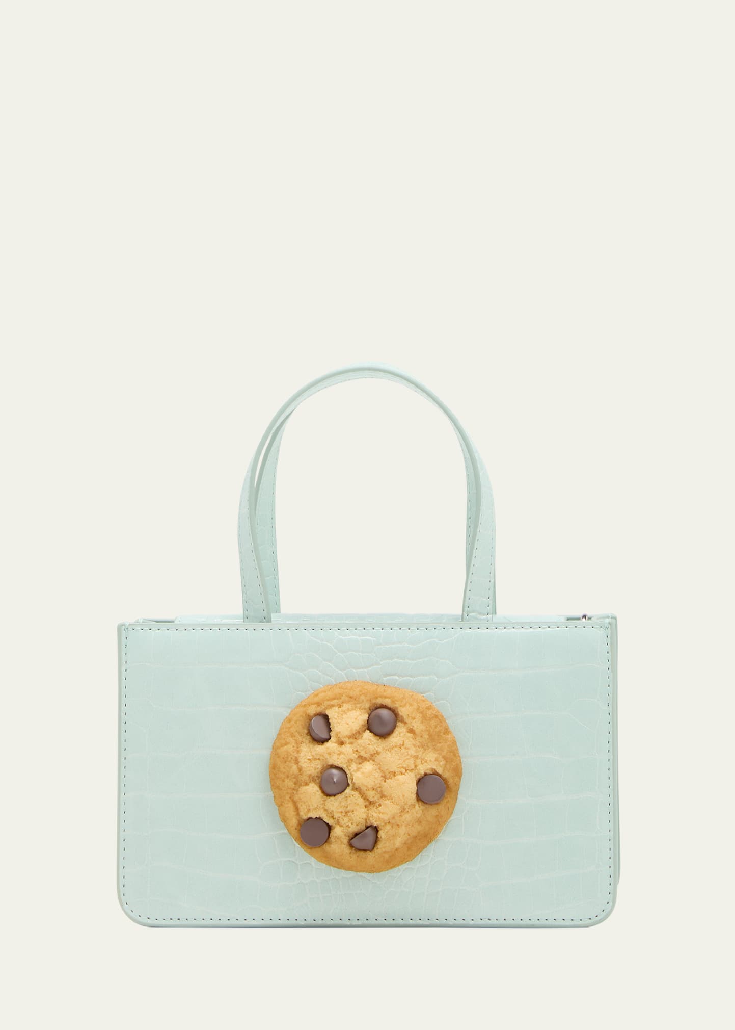 Small Cookie Croc-Embossed Top-Handle Bag