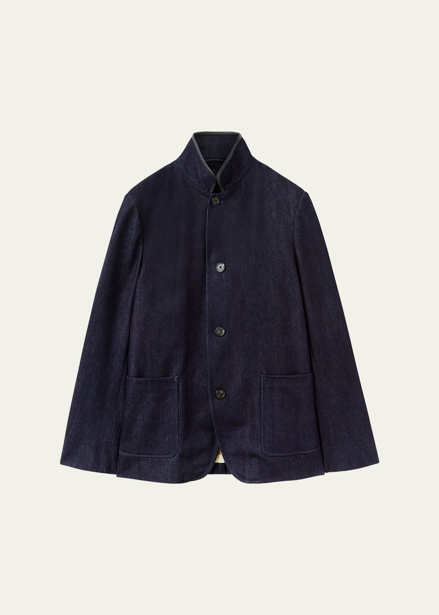 Loro Piana Long Sleeved Button-up Jacket In Shadow Blue