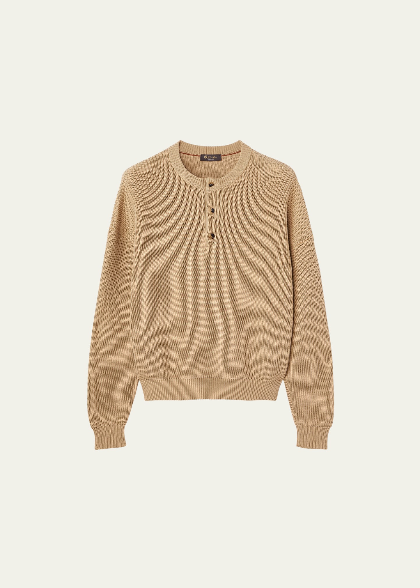 Men's Serafino Cotton 3-Button Crewneck Sweater