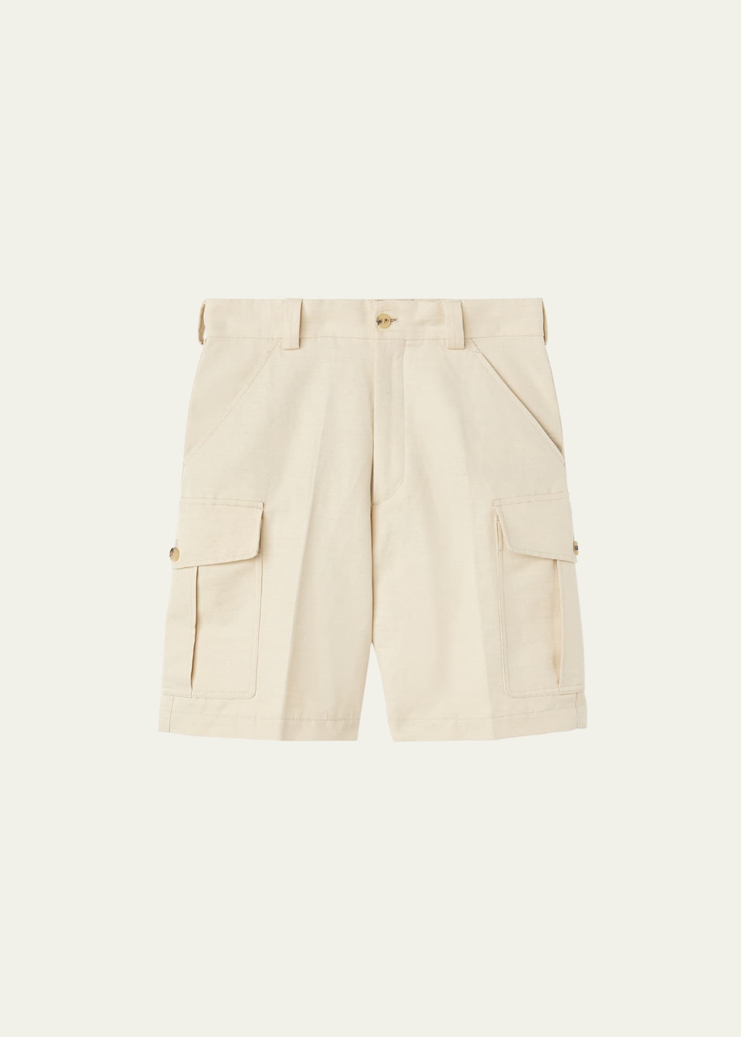 Loro Piana Bizen Wide-leg Cotton And Linen-blend Canvas Cargo Shorts In Neutrals
