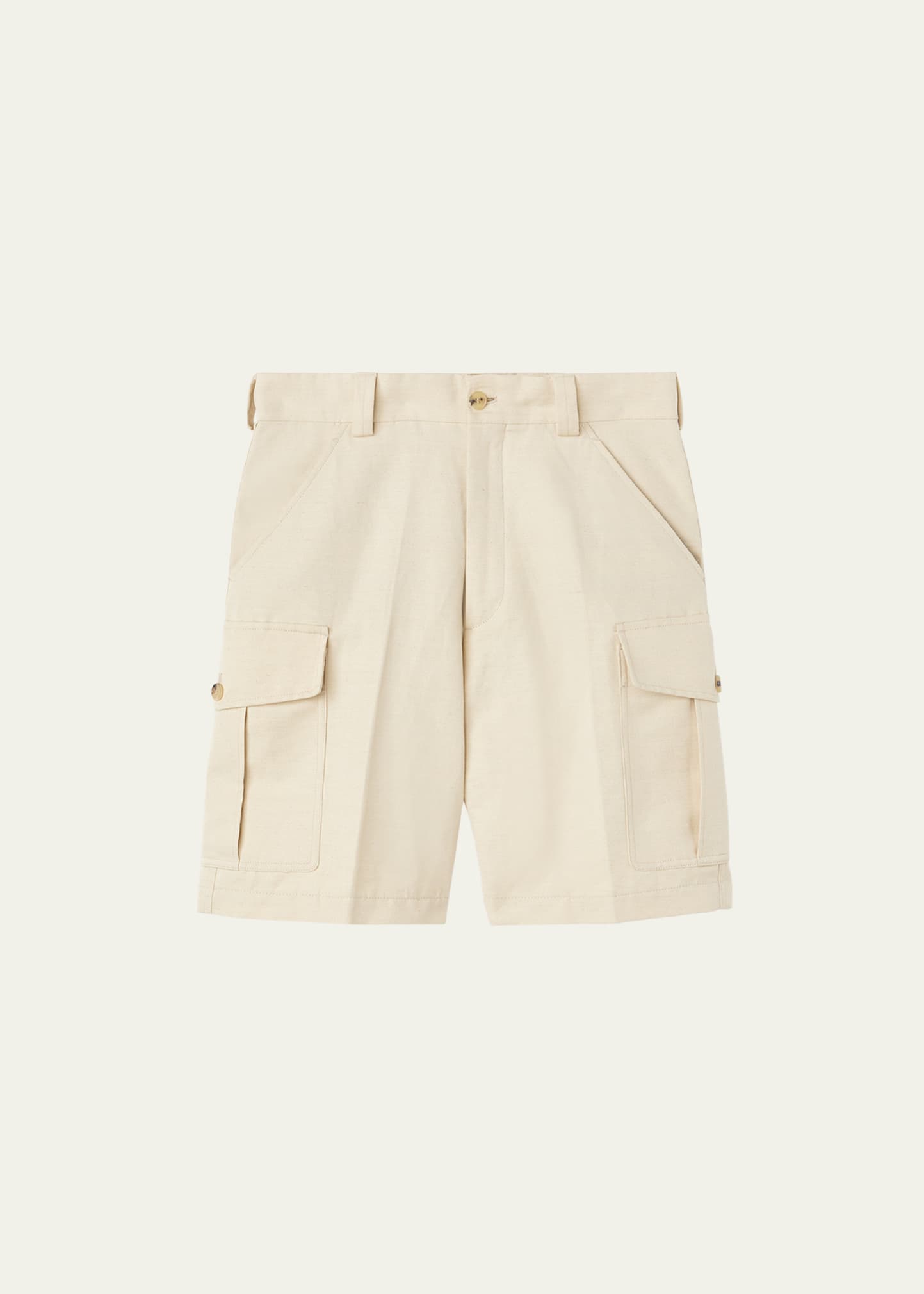 Shop Loro Piana Men's Bizen Cotton-linen Bermuda Cargo Shorts In Shoga Beige