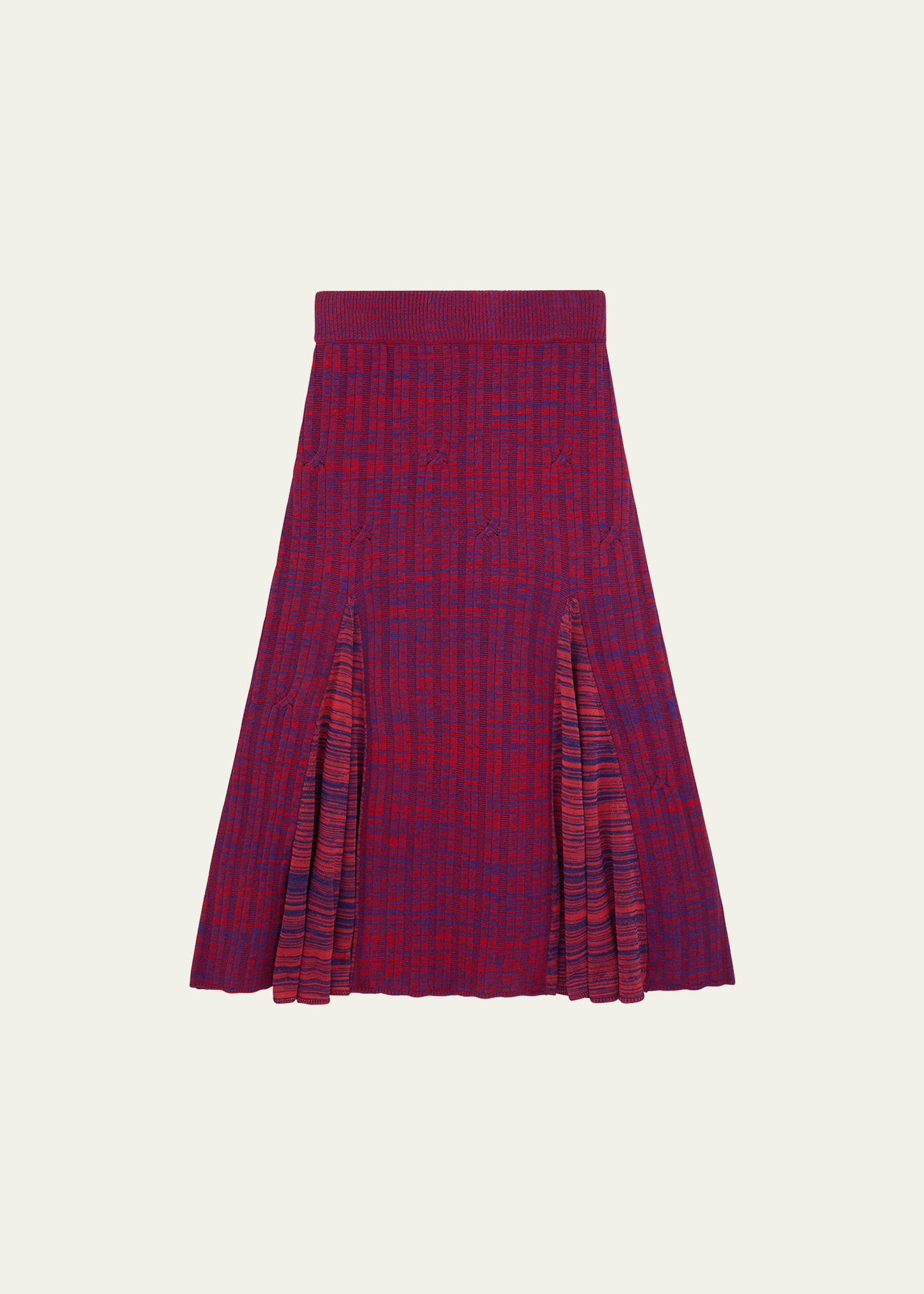 Wales Bonner Nile Godet Midi Skirt In Navy Red And Purp