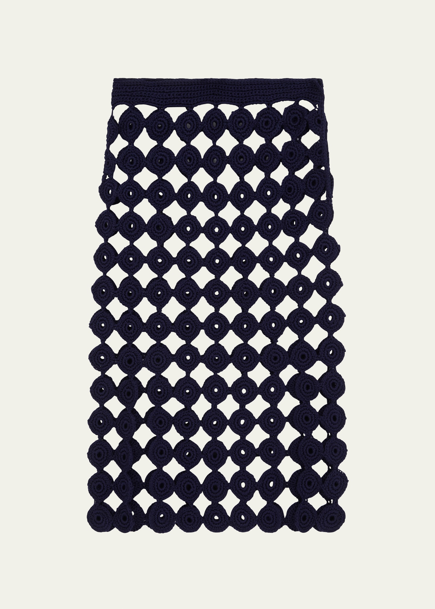 Shop Wales Bonner Stanza Open-knit Midi Skirt In Navy