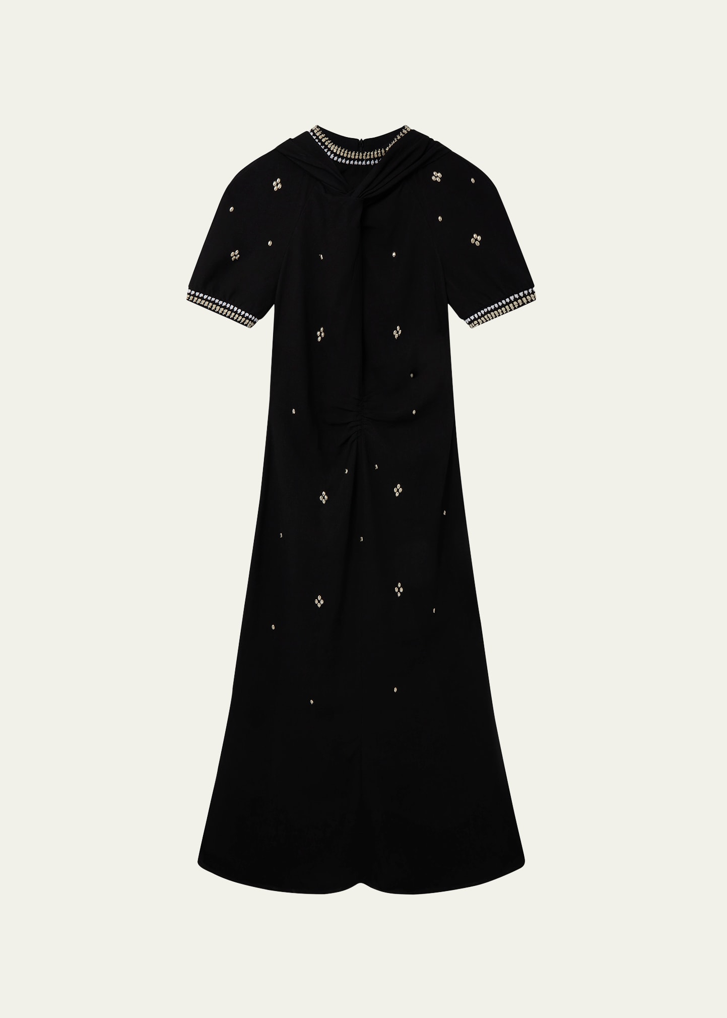 Wales Bonner Wisdom Studded Linen Dress In Black