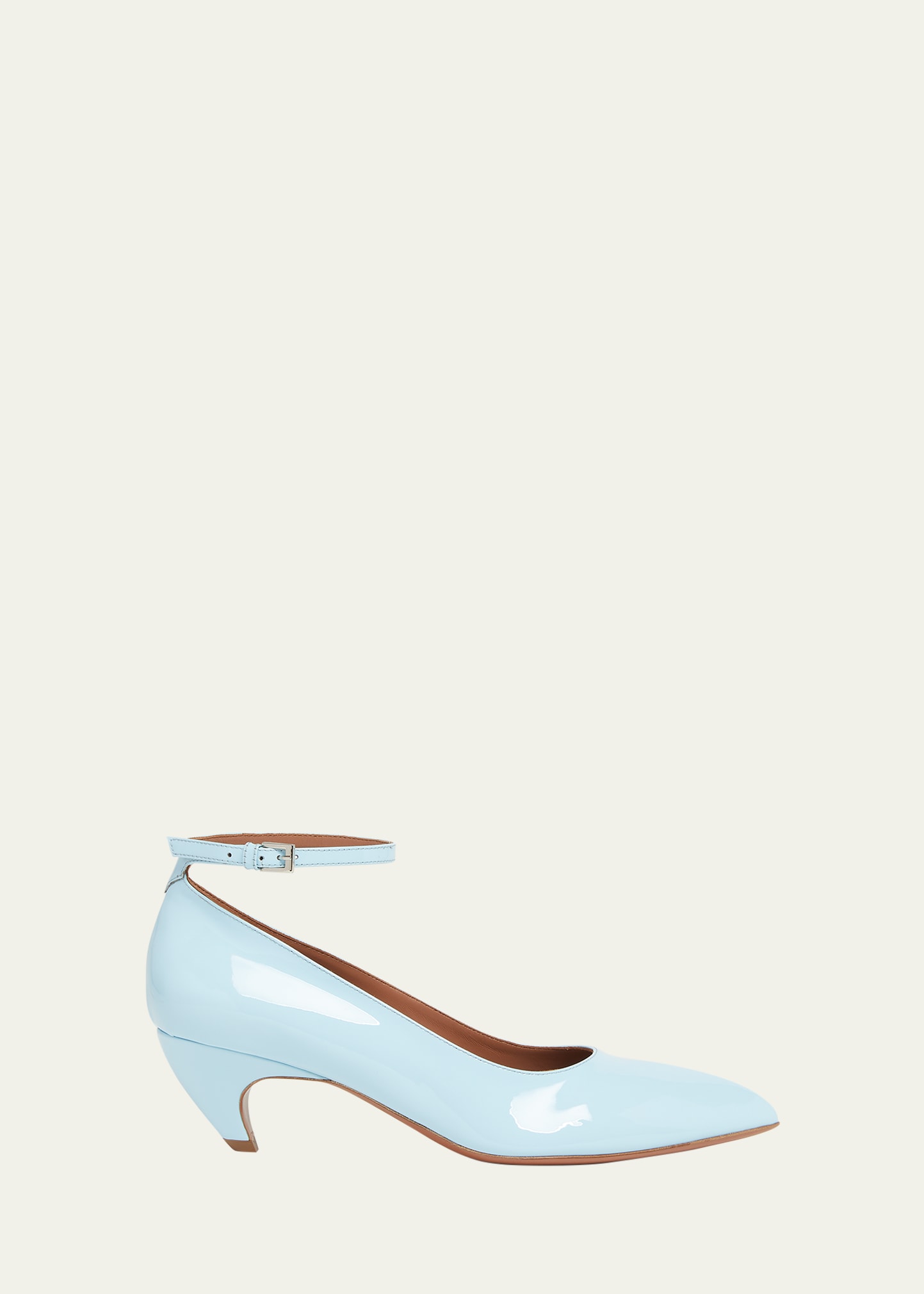 Alaïa Patent Ankle-strap Kitten Pumps In 520 Ciel | ModeSens