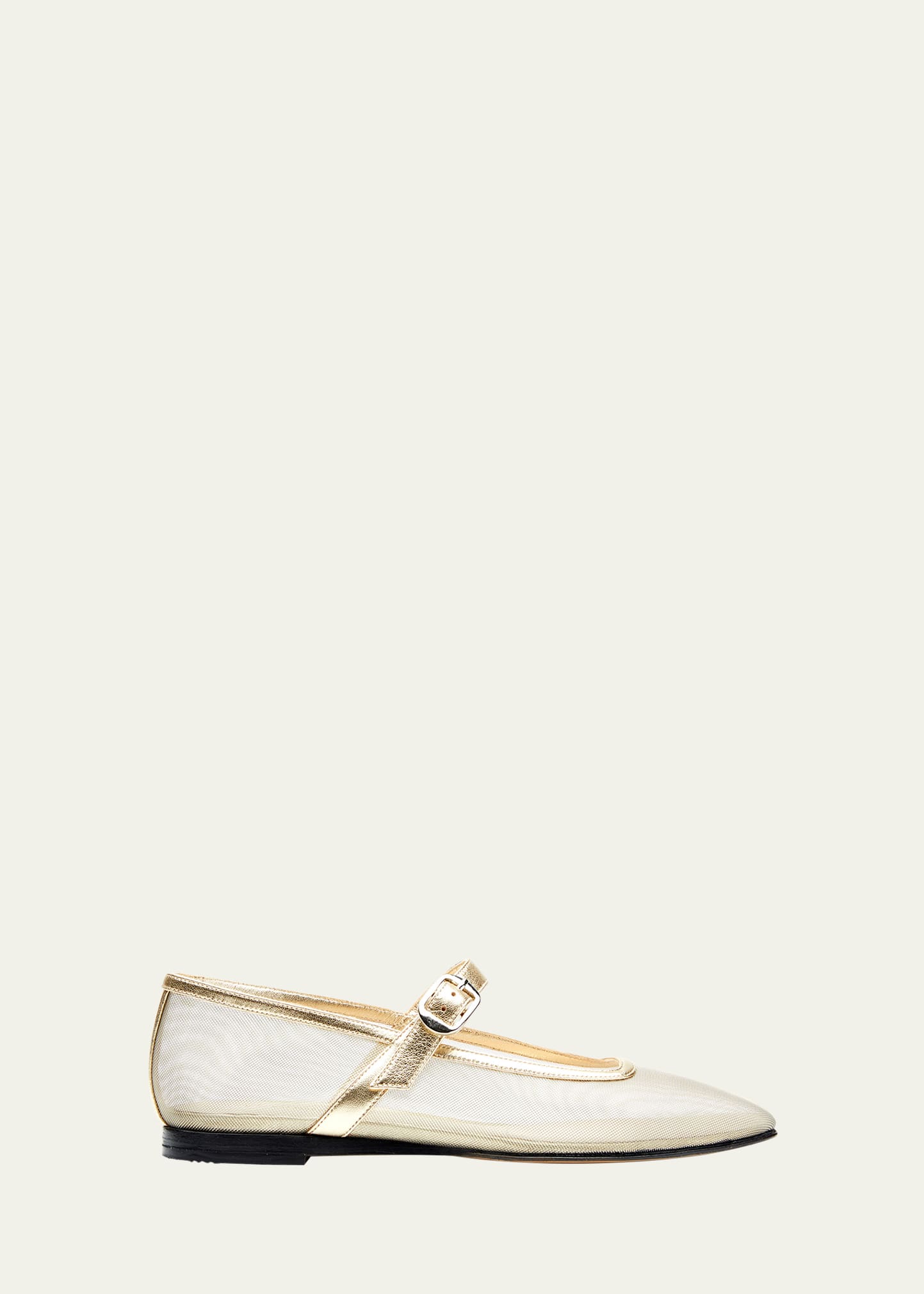 Le Monde Beryl Mesh Metallic Mary Jane Ballerina Flats In Gold