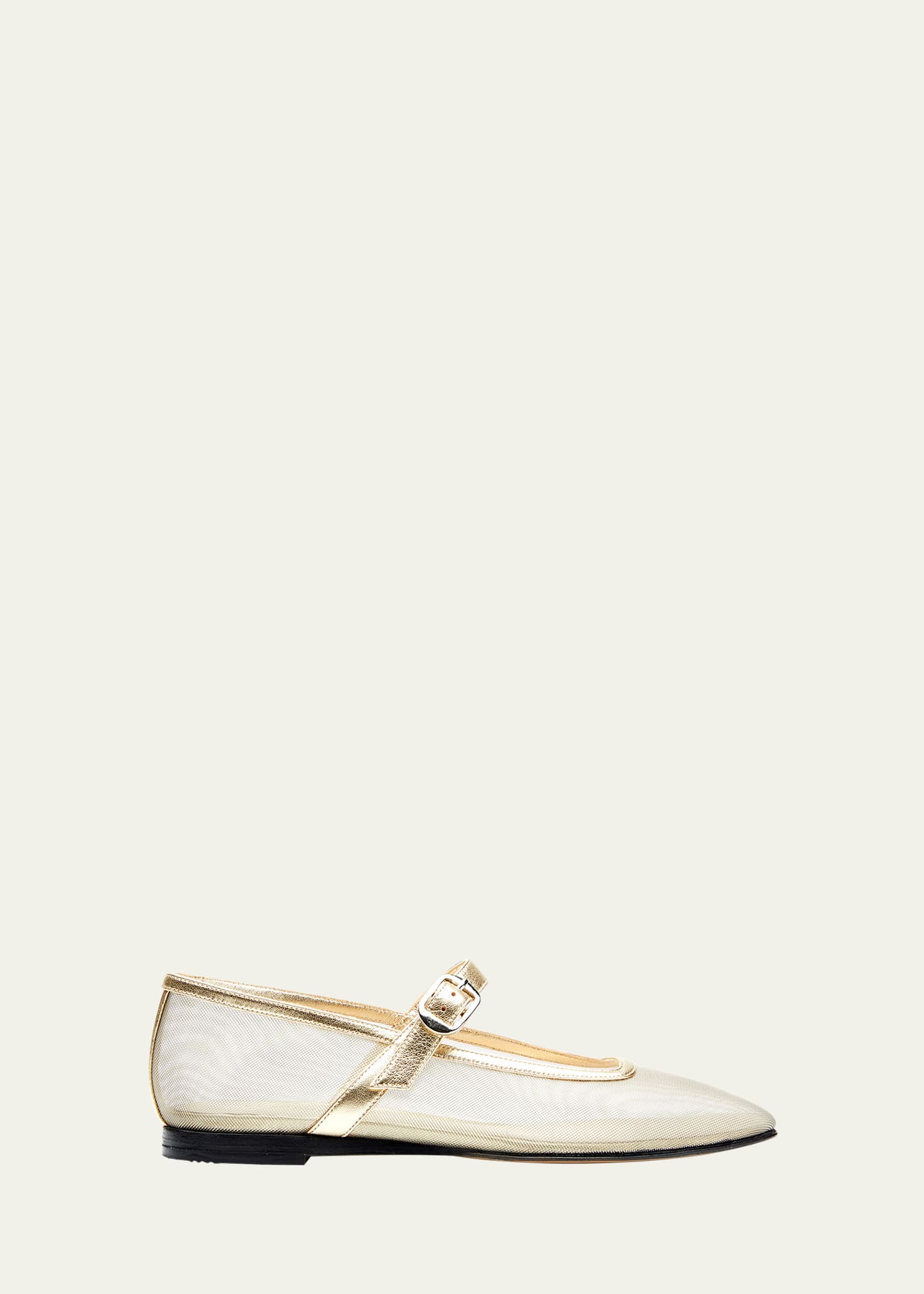 Shop Le Monde Beryl Mesh Metallic Mary Jane Ballerina Flats In Gold