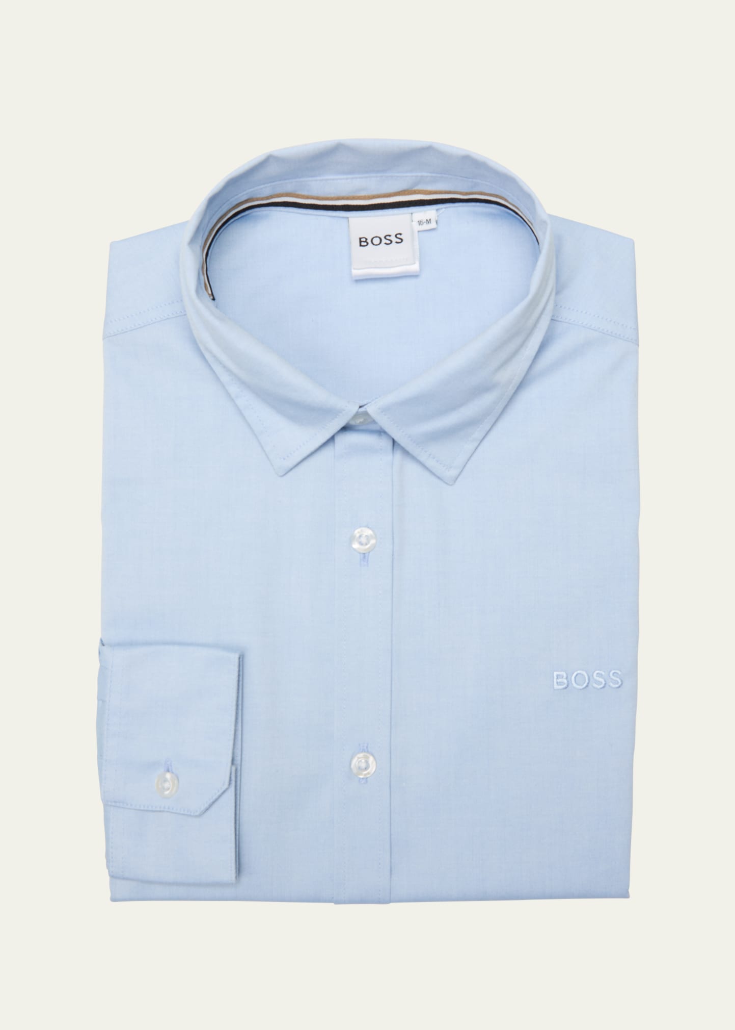 Shop Hugo Boss Boy's Long-sleeve Cotton Oxford Shirt In Pale Blue