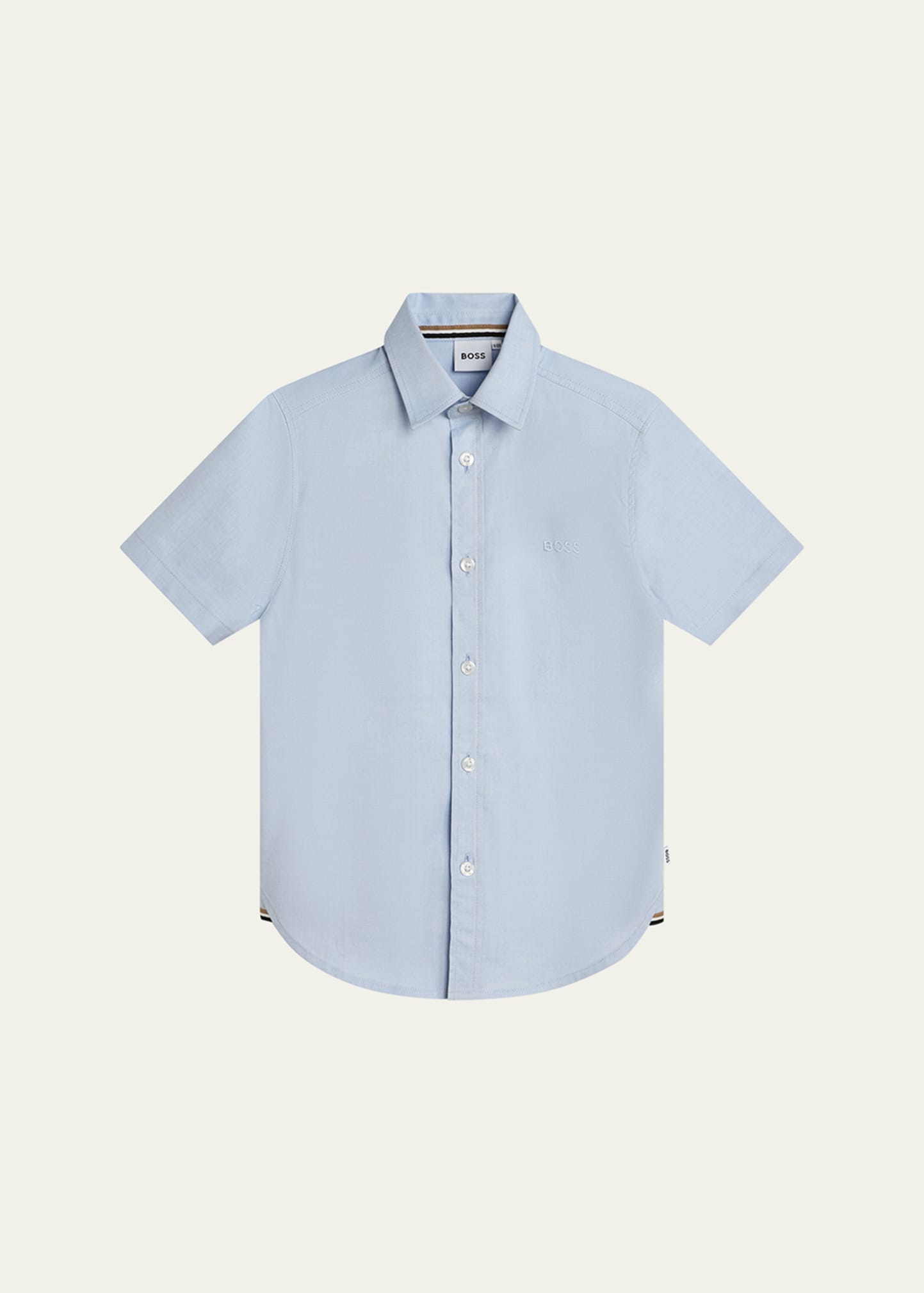 Shop Hugo Boss Boy's Short-sleeve Button Shirt, 4-16 In Pale Blue