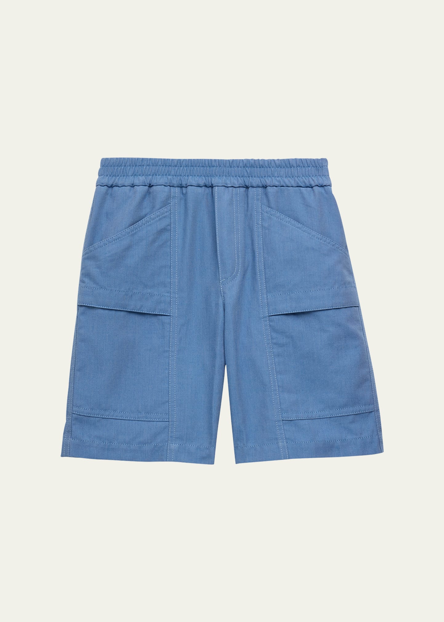 Shop Moncler Boy's Cotton Twill Bermuda Shorts In 710 - Light Blue