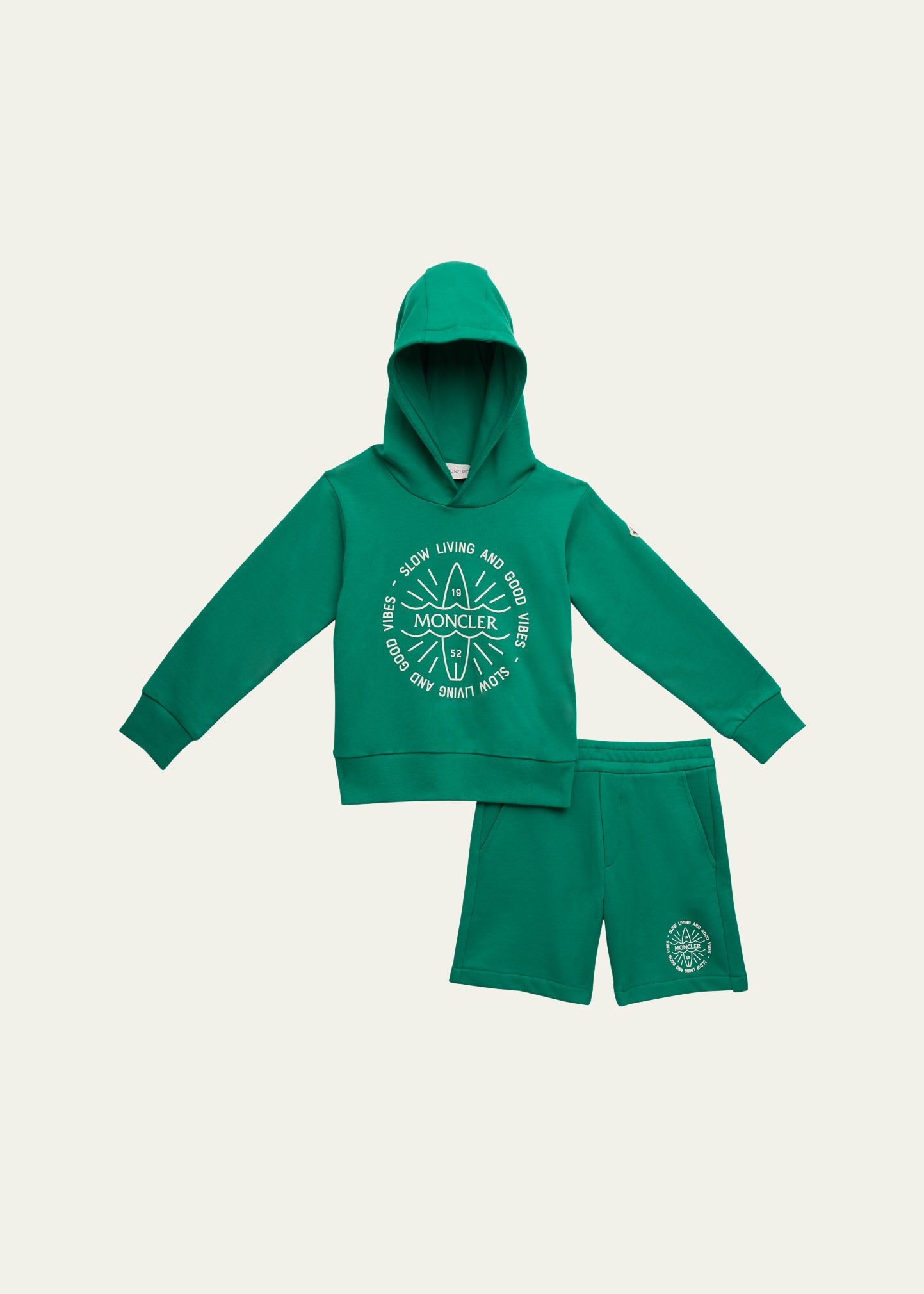 Shop Moncler Boy's Knitwear Polo And Shorts Set In 845 - Pastel Gree