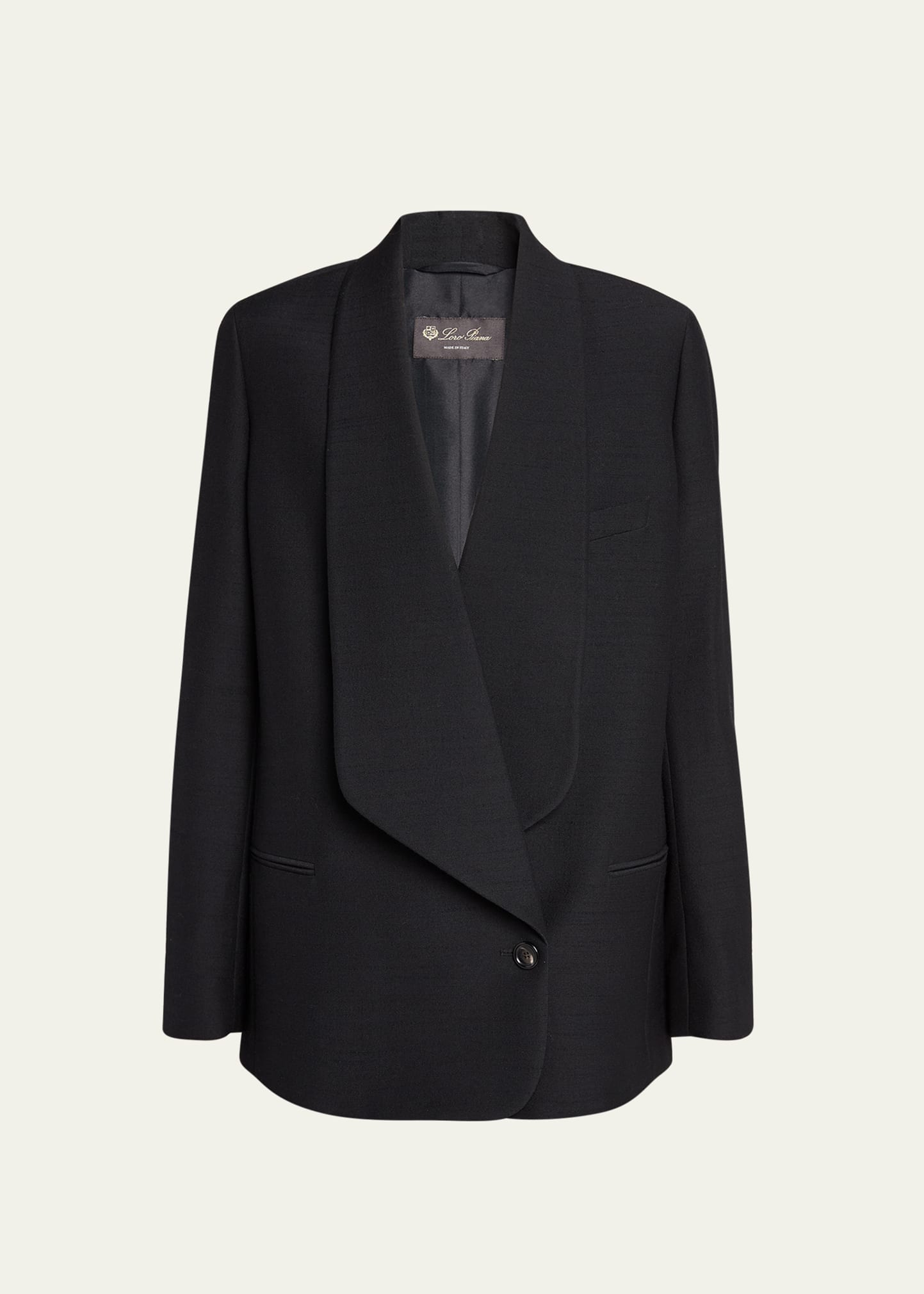 Shop Loro Piana Sheri Slubbed Wool Blazer Jacket In 8000 Black