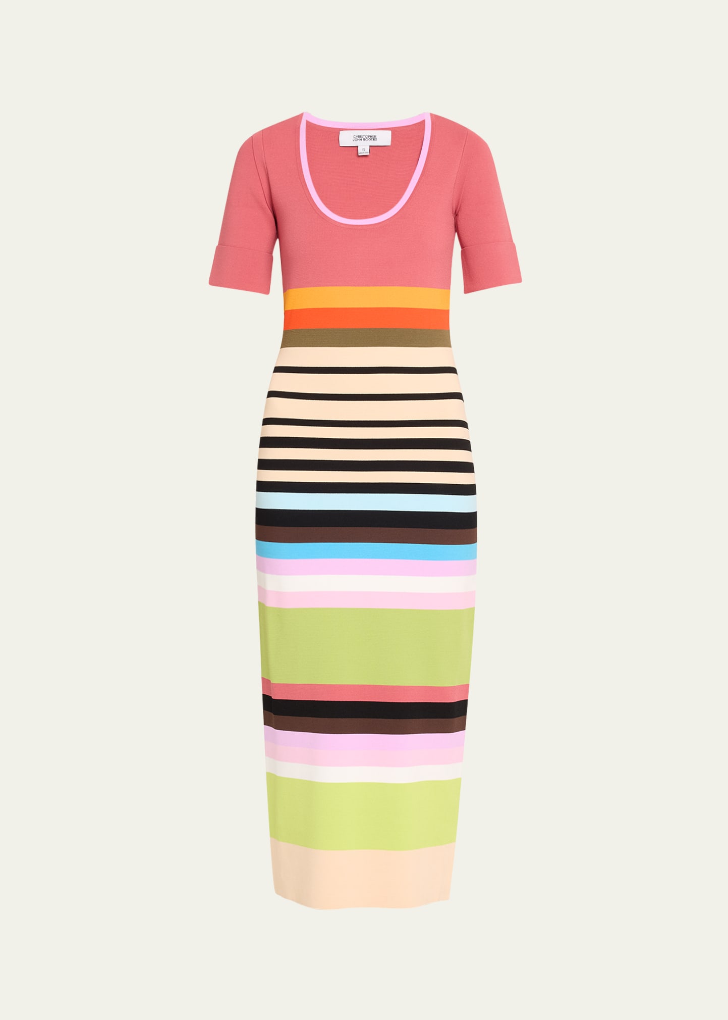 Multicolor Striped Knit Midi Dress