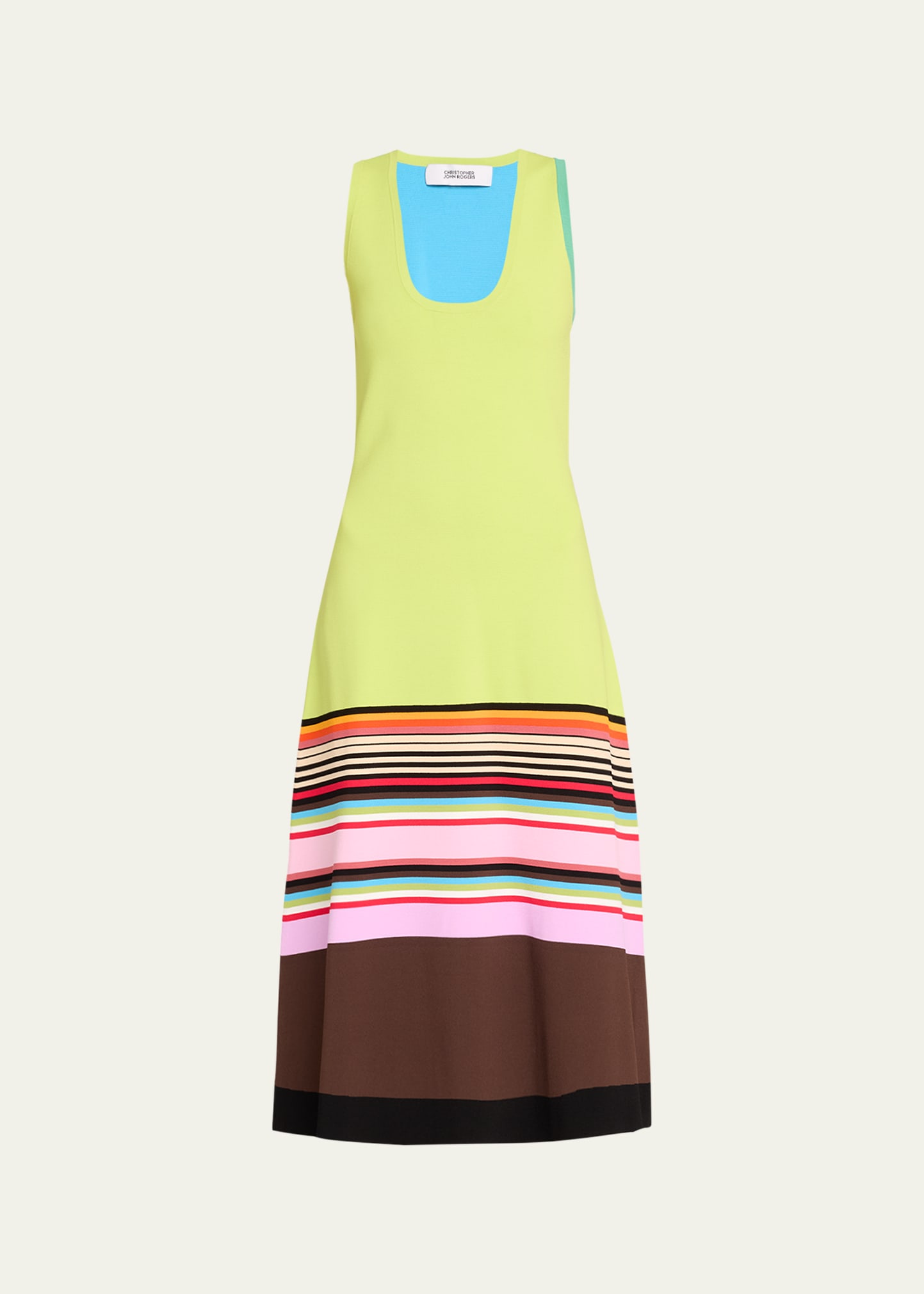 Colorblock Striped Tank Midi Dress