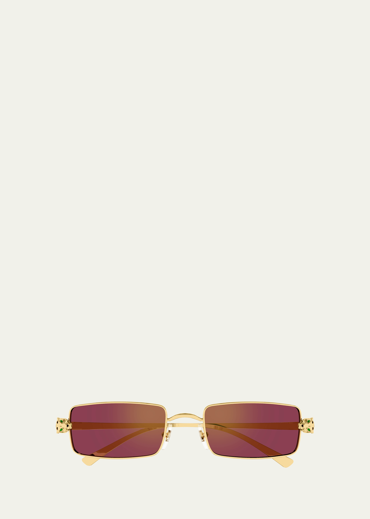 Shop Cartier Panther Metal Rectangle Sunglasses In Gold