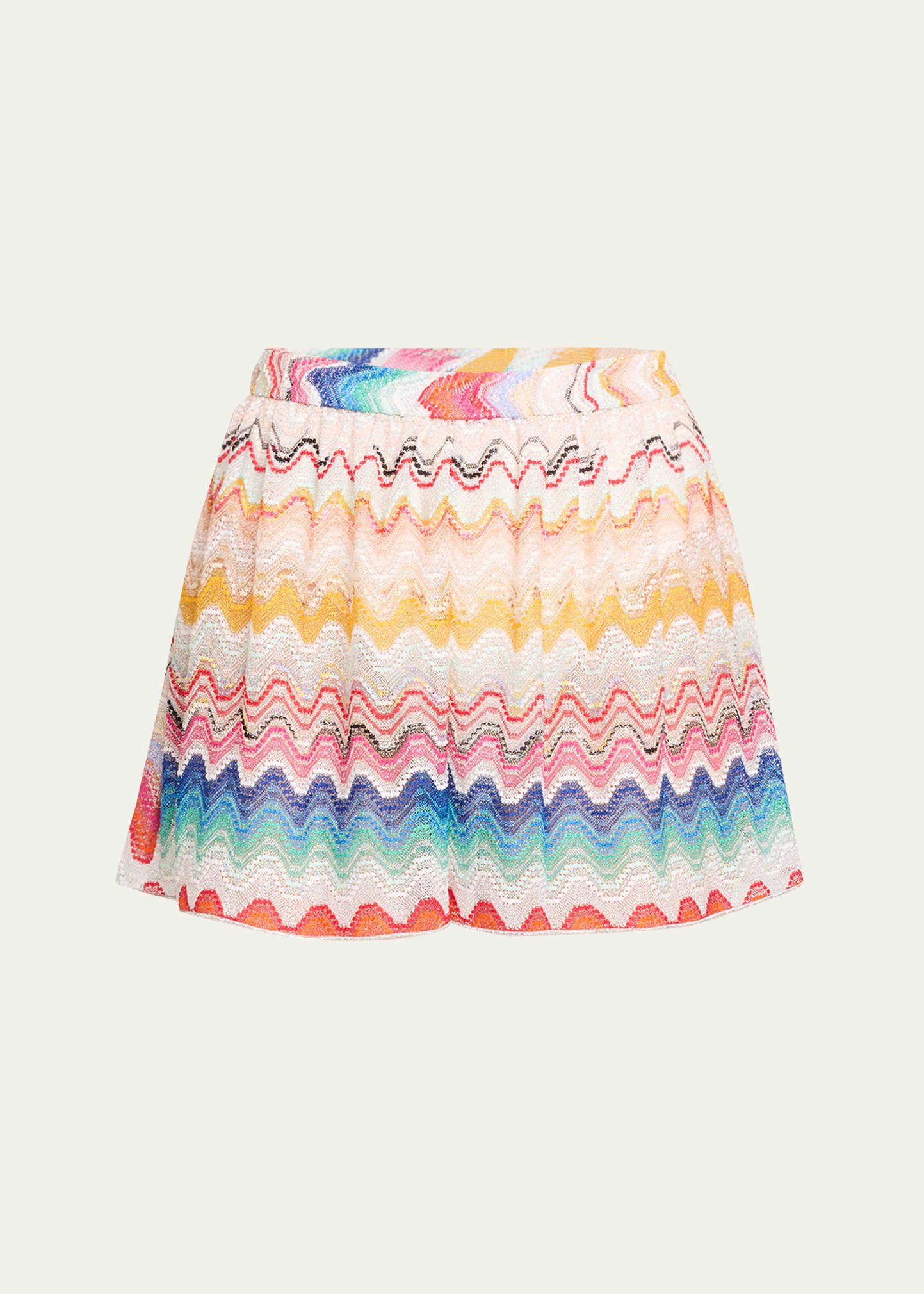 Shop Missoni Zig-zag Knit Shorts In Multicolor White