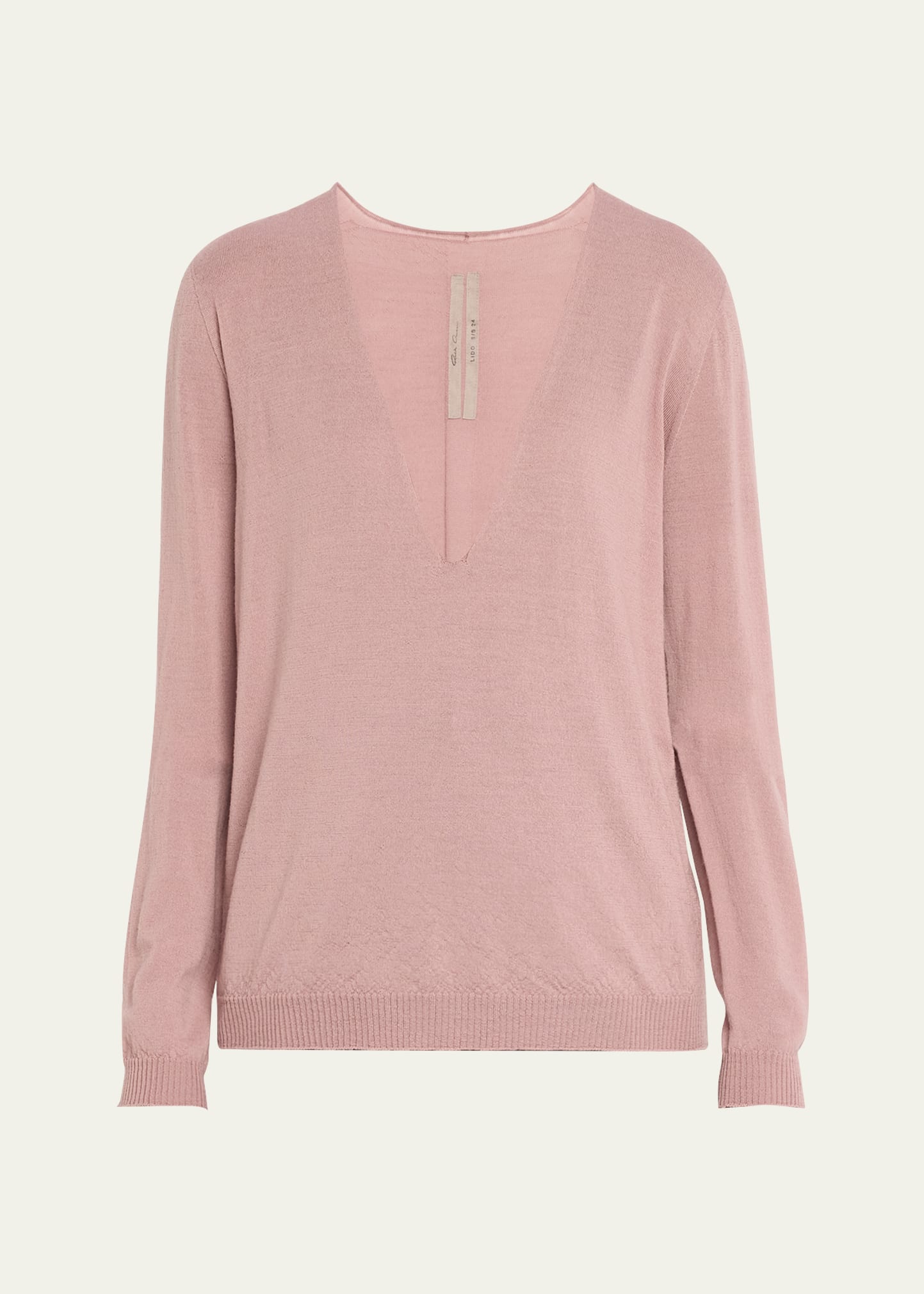 Rick Owens V-neck Wool Sweater In Faded Pink