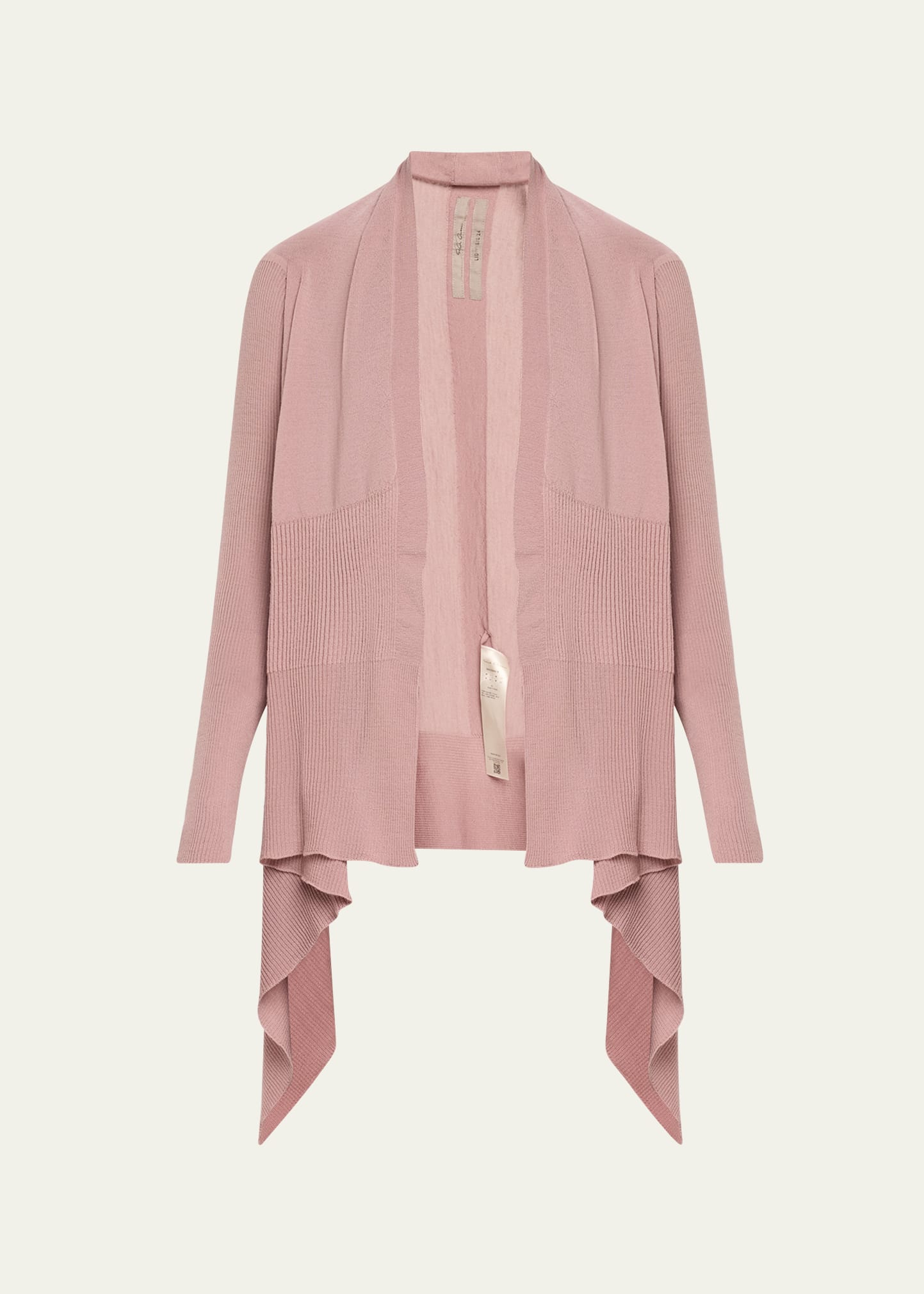 Shop Rick Owens Wrap Wool Asymmetric Cardigan Sweater In Faded Pink