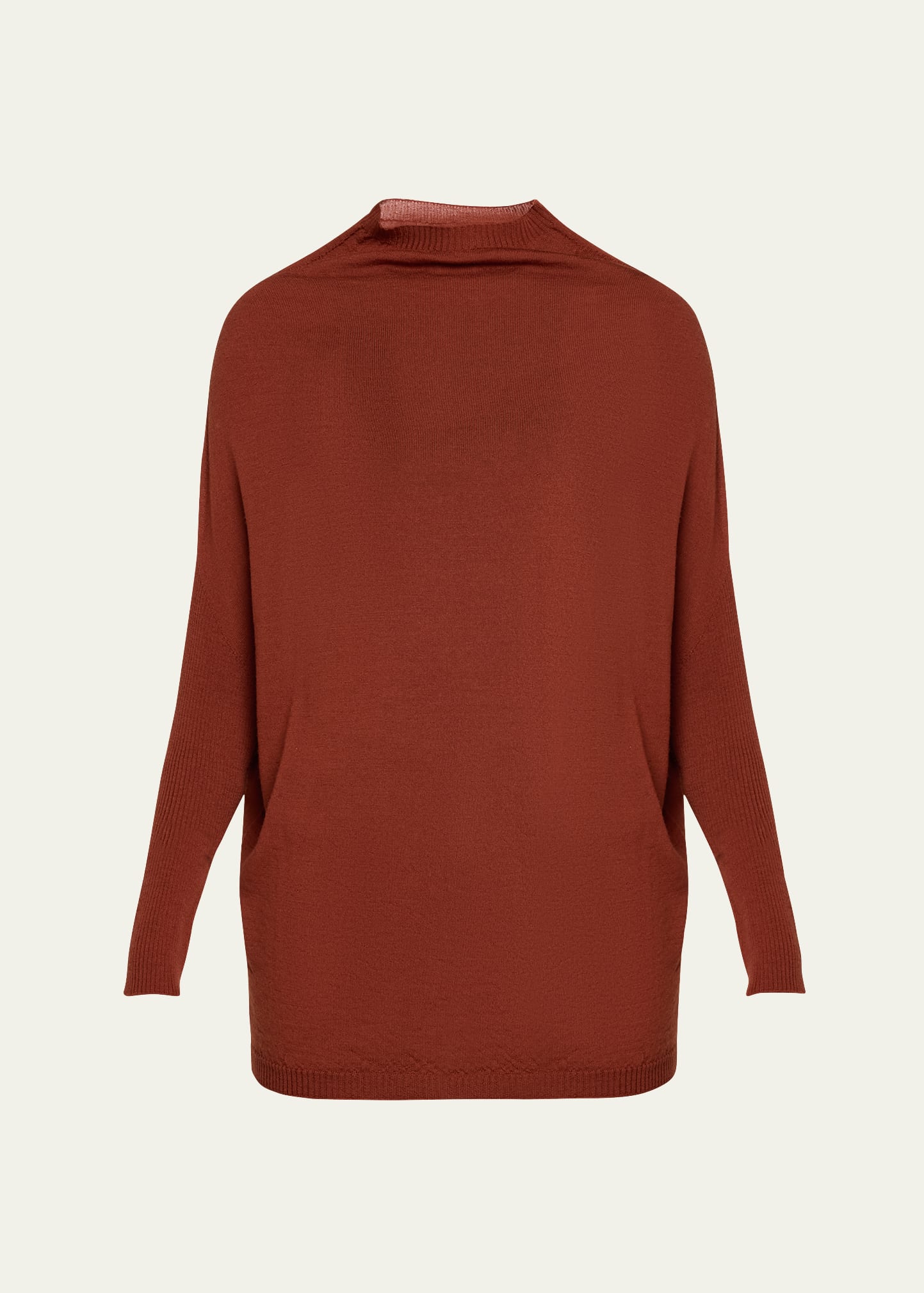 Rick Owens Ribbed Wool Mockneck Sweater In Henna