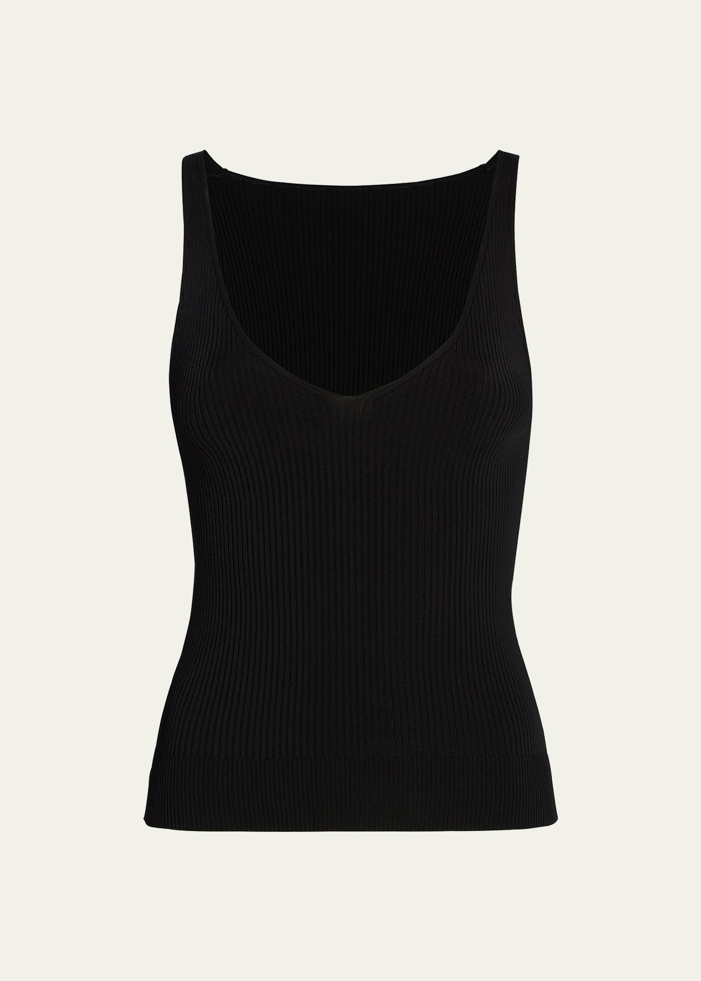 Shop Another Tomorrow Deep V Knit Tank Top In Black