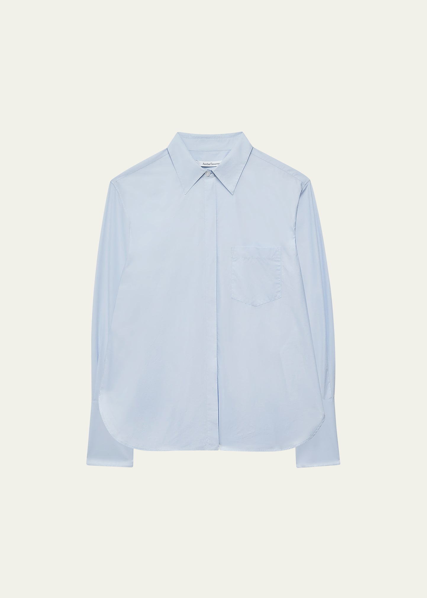 Another Tomorrow Organic Cotton Poplin Button-front Shirt In French Blue