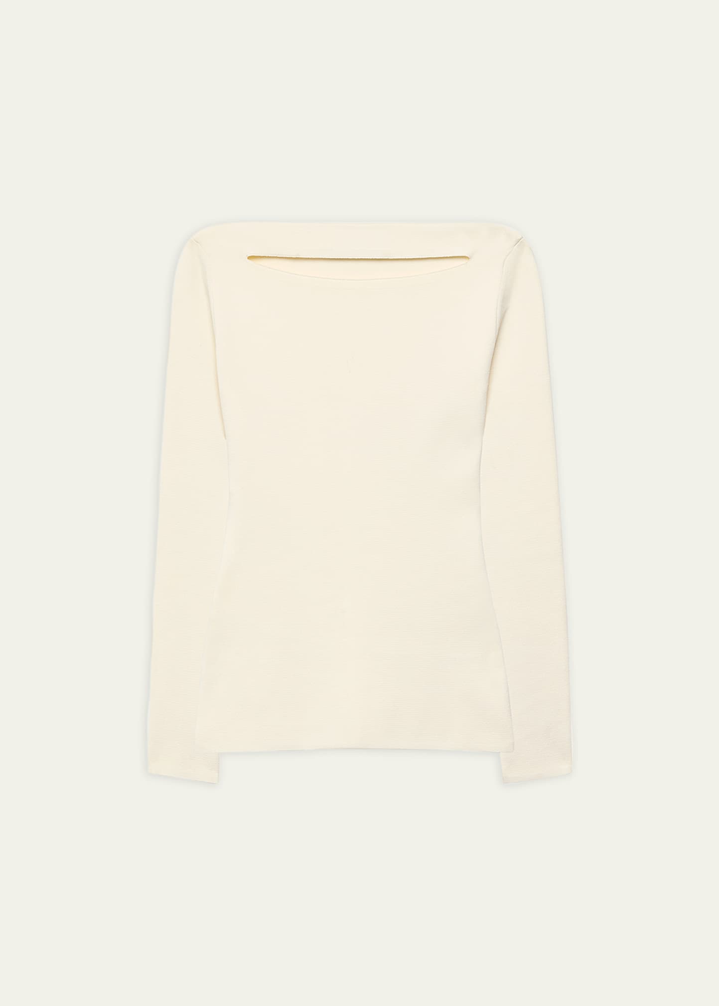 Another Tomorrow Compact Cutout Knit Top In Off White