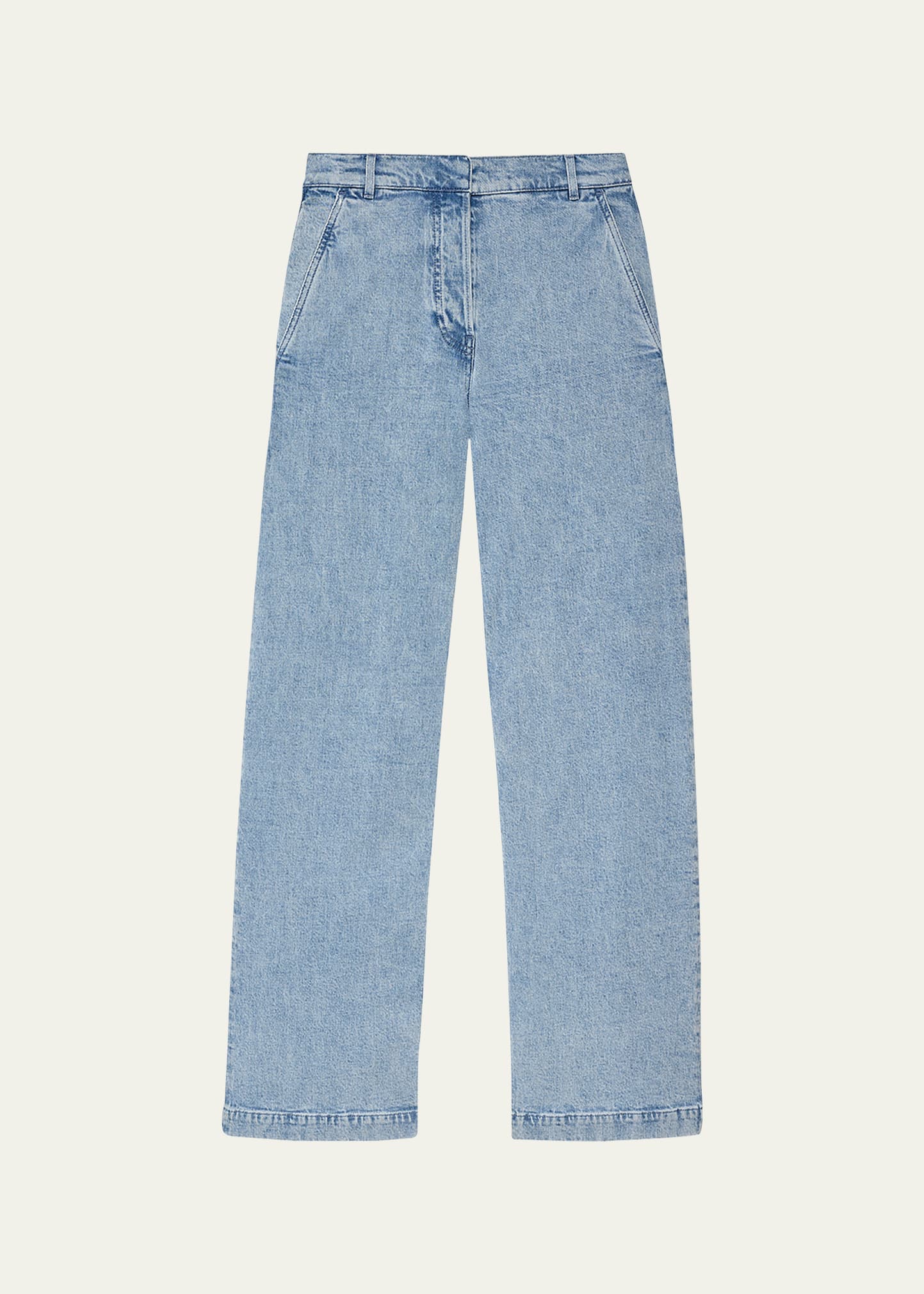 Shop Another Tomorrow Carpenter Denim Wide-leg Pants In Light Blue Wash