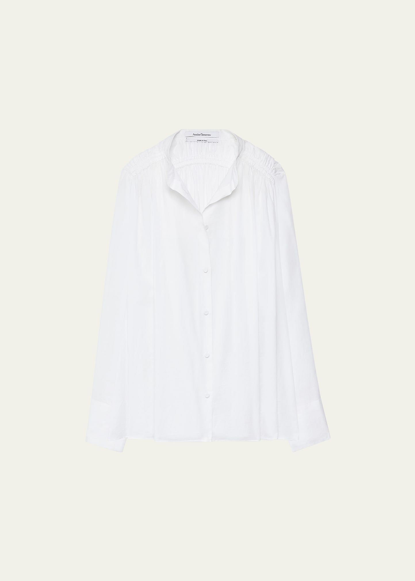 Shop Another Tomorrow Gathered Voile Blouse In Off White