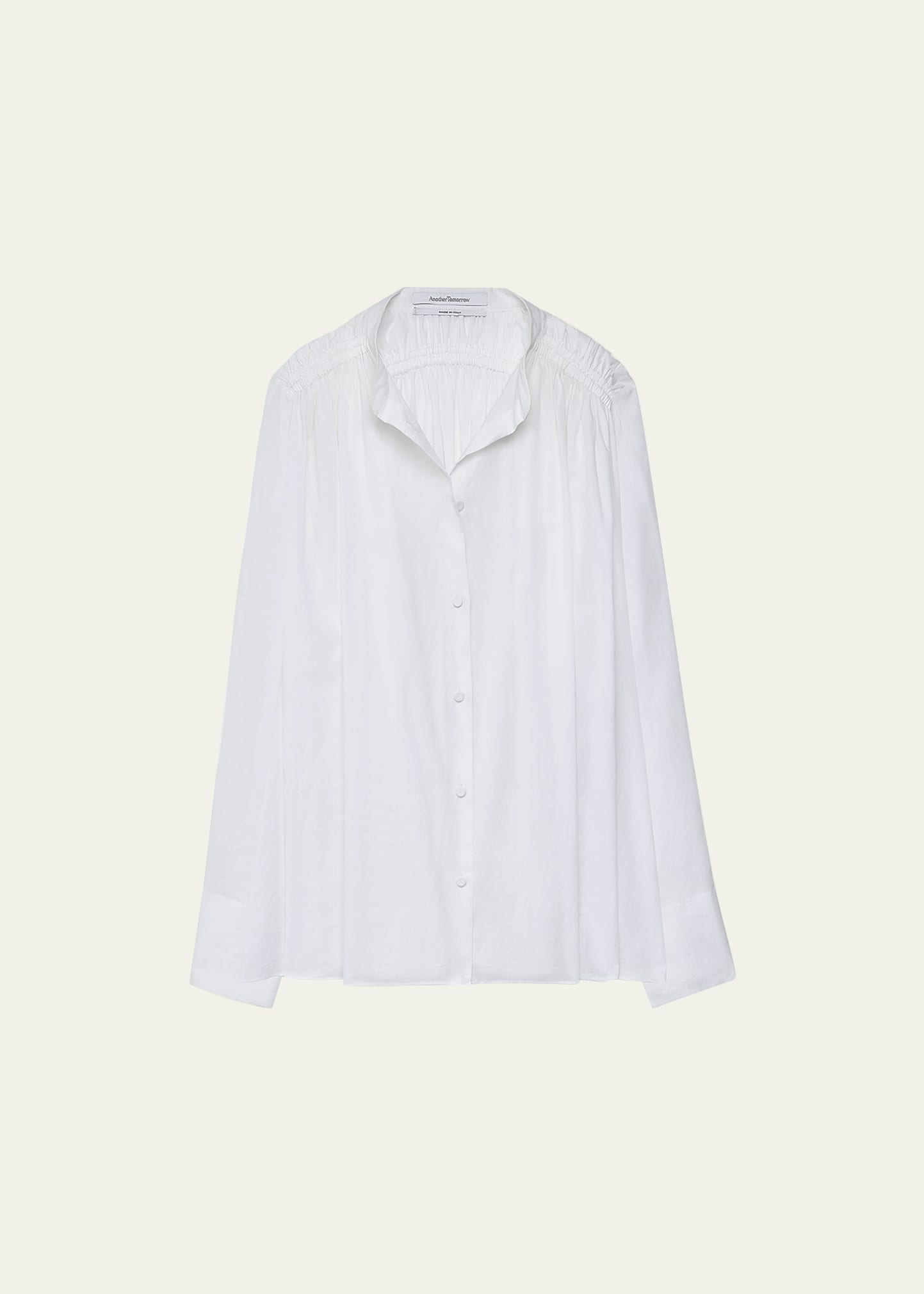 Shop Another Tomorrow Gathered Voile Blouse In Off White