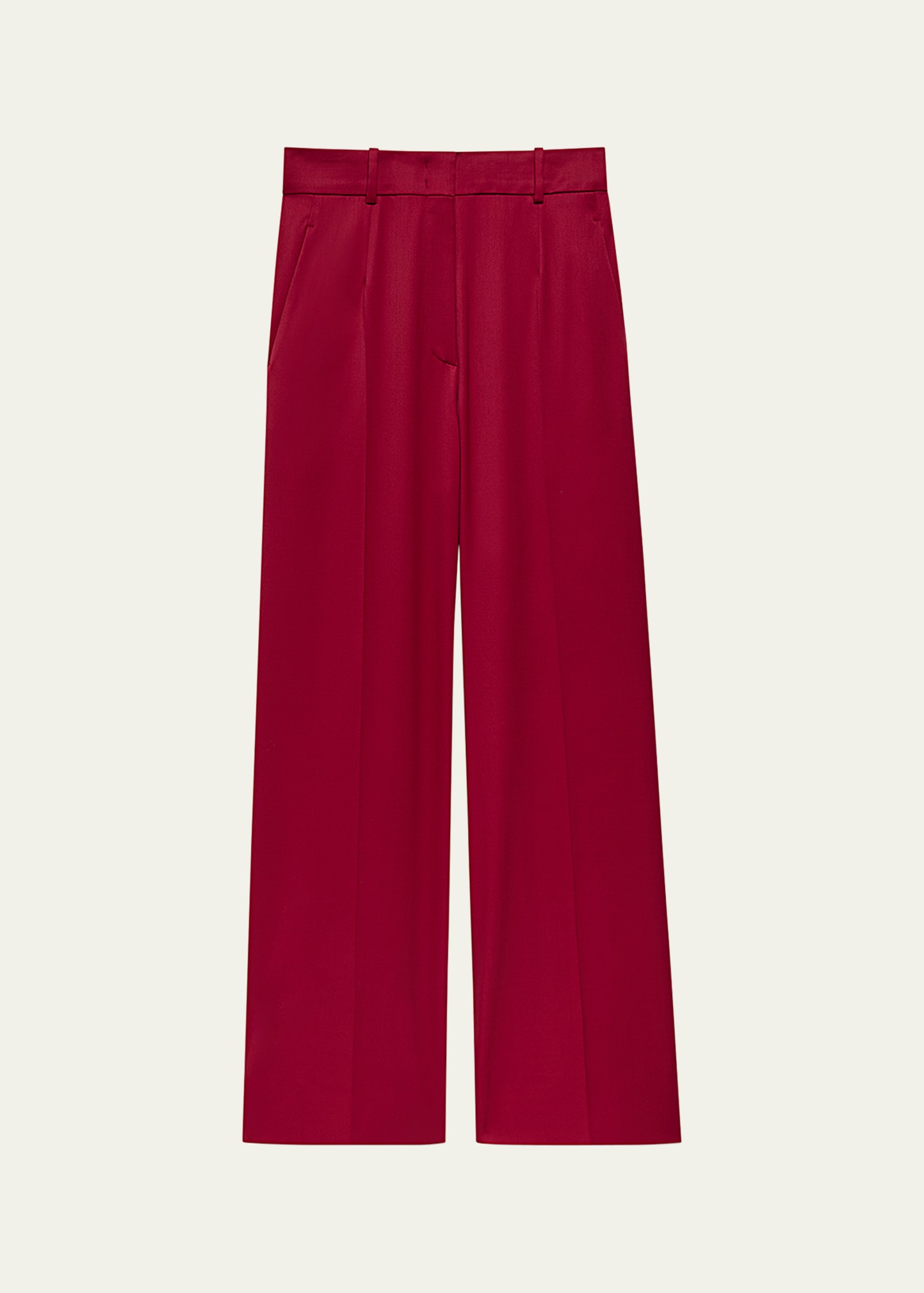 Shop Another Tomorrow Pleated Wide-leg Suit Pants In Ruby