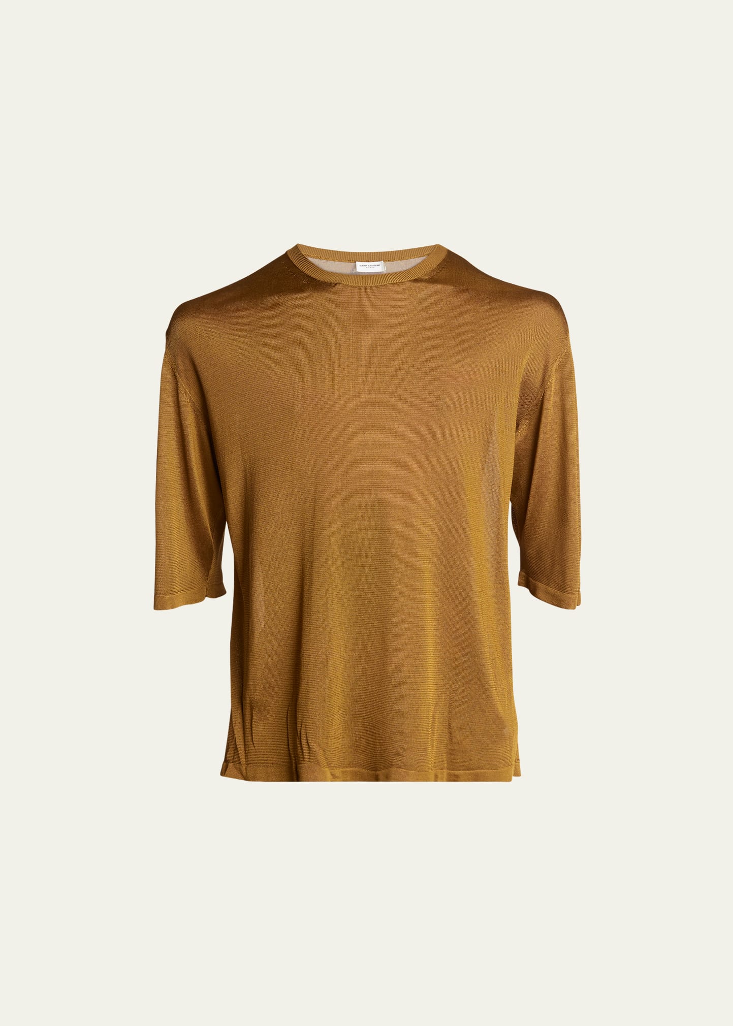 Shop Saint Laurent Men's Mesh Crew T-shirt In Gold/red
