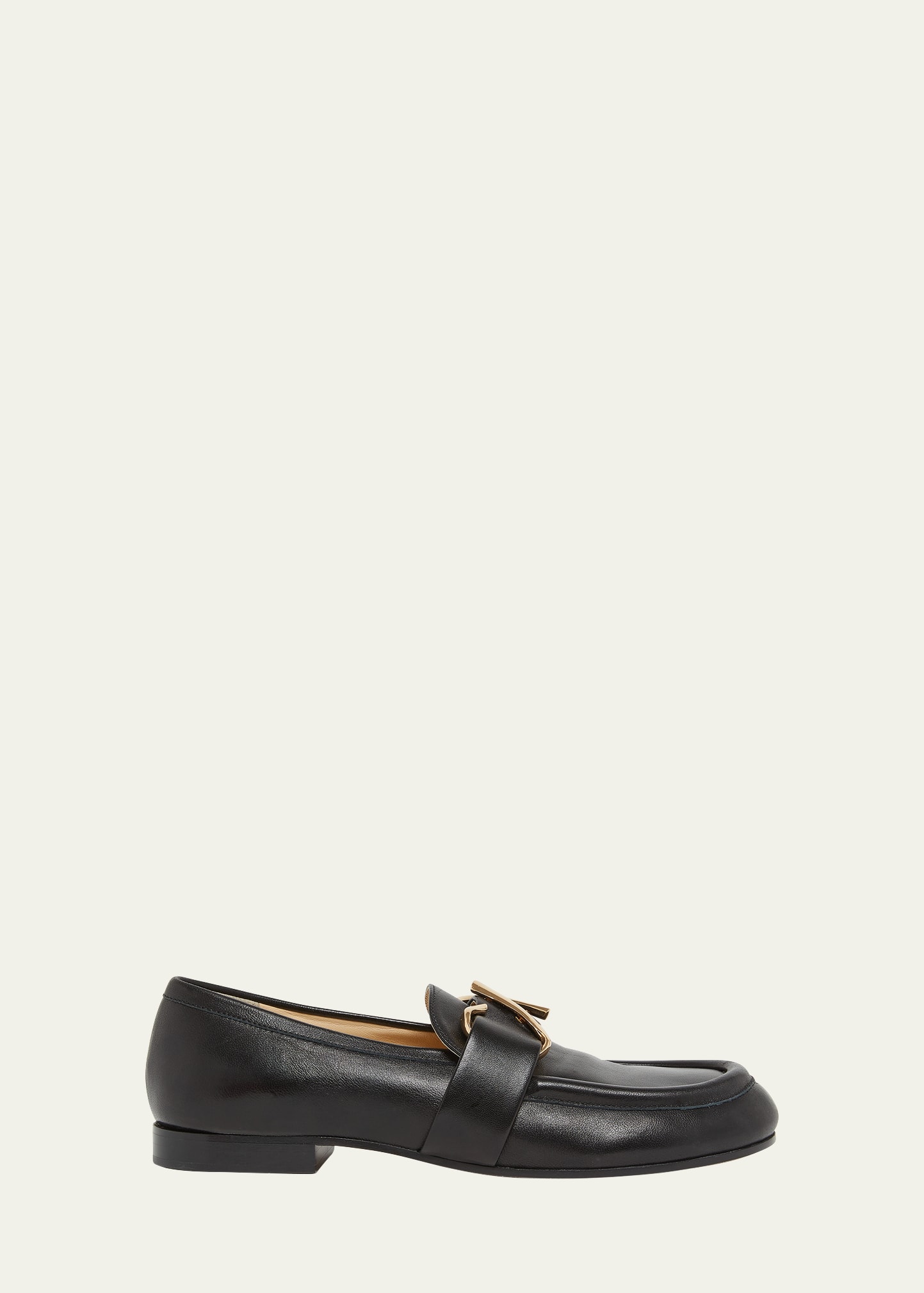 Shop Proenza Schouler Leather Monogram Slip-on Loafers In Black