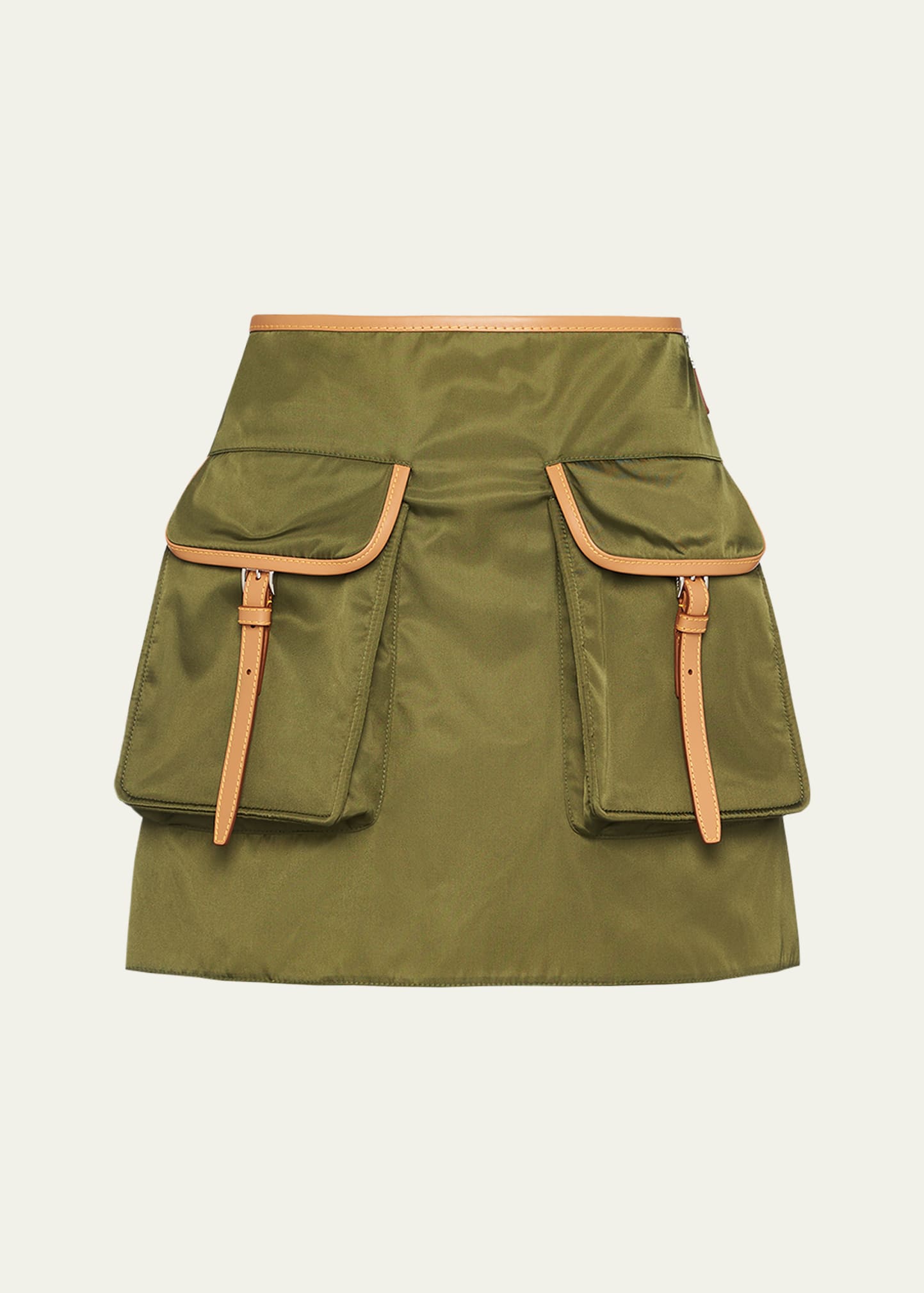 Shop Prada Re-nylon Utility Pocket Mini Skirt In F0466 Loden