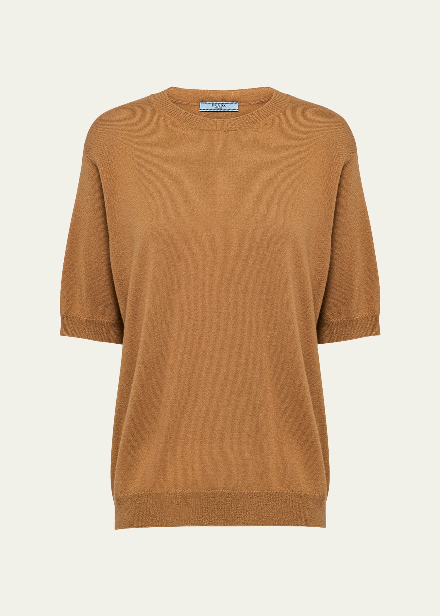 Prada Superfine Cashmere Knit Shirt In F0594 Sughero