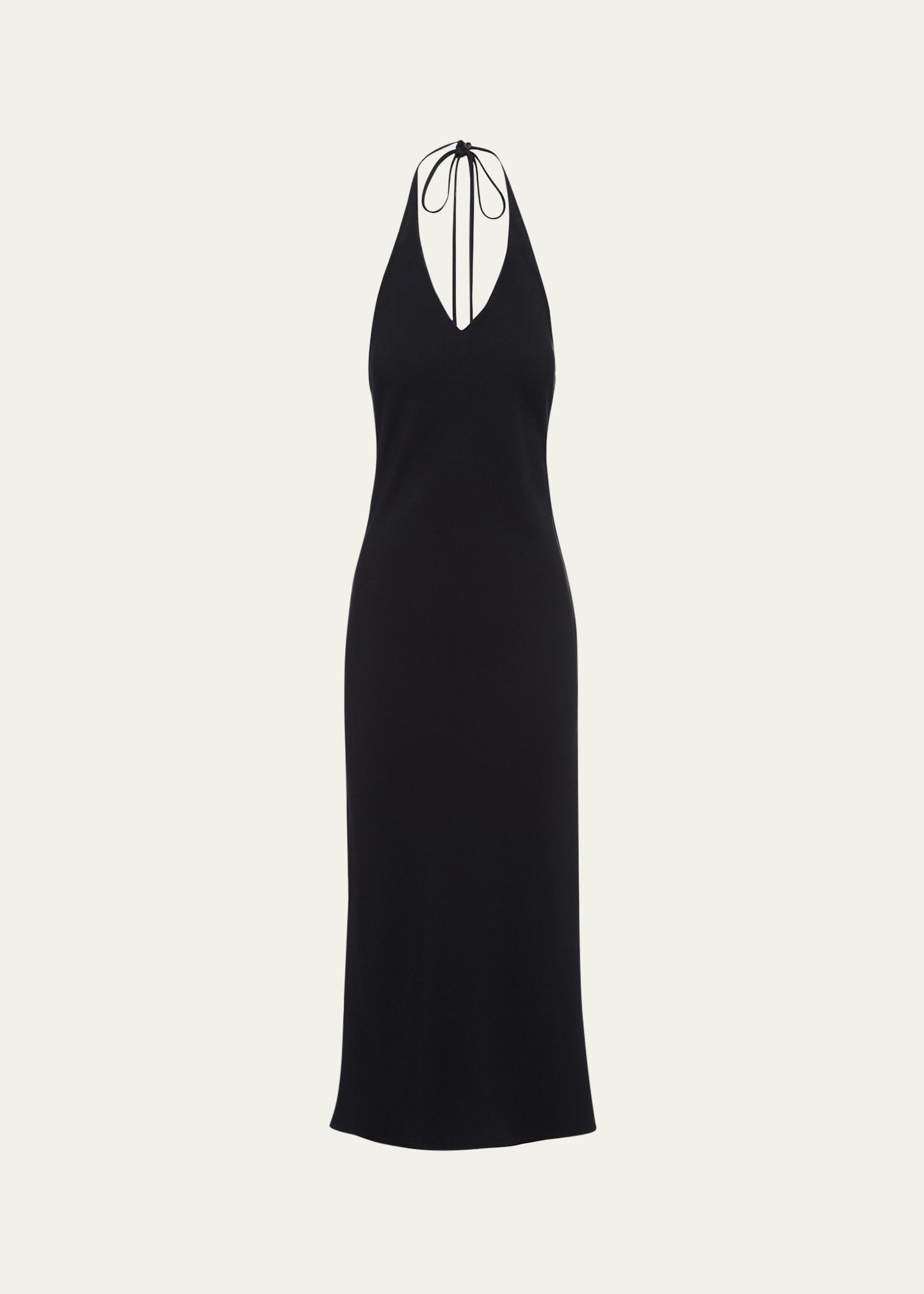 Shop Prada Halter Sable Midi Dress In F0002 Nero