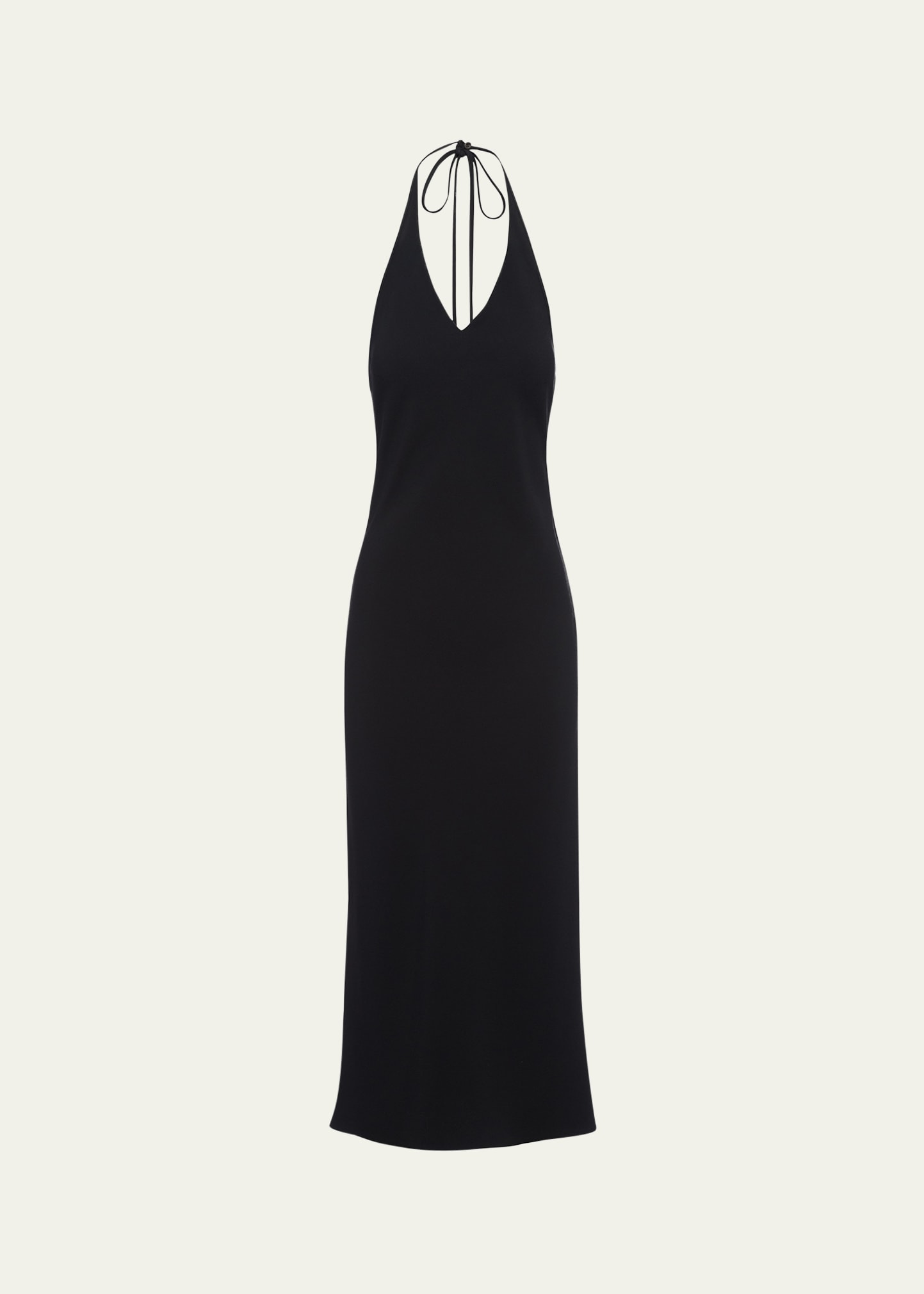 Prada Halter Sable Midi Dress In F0002 Nero