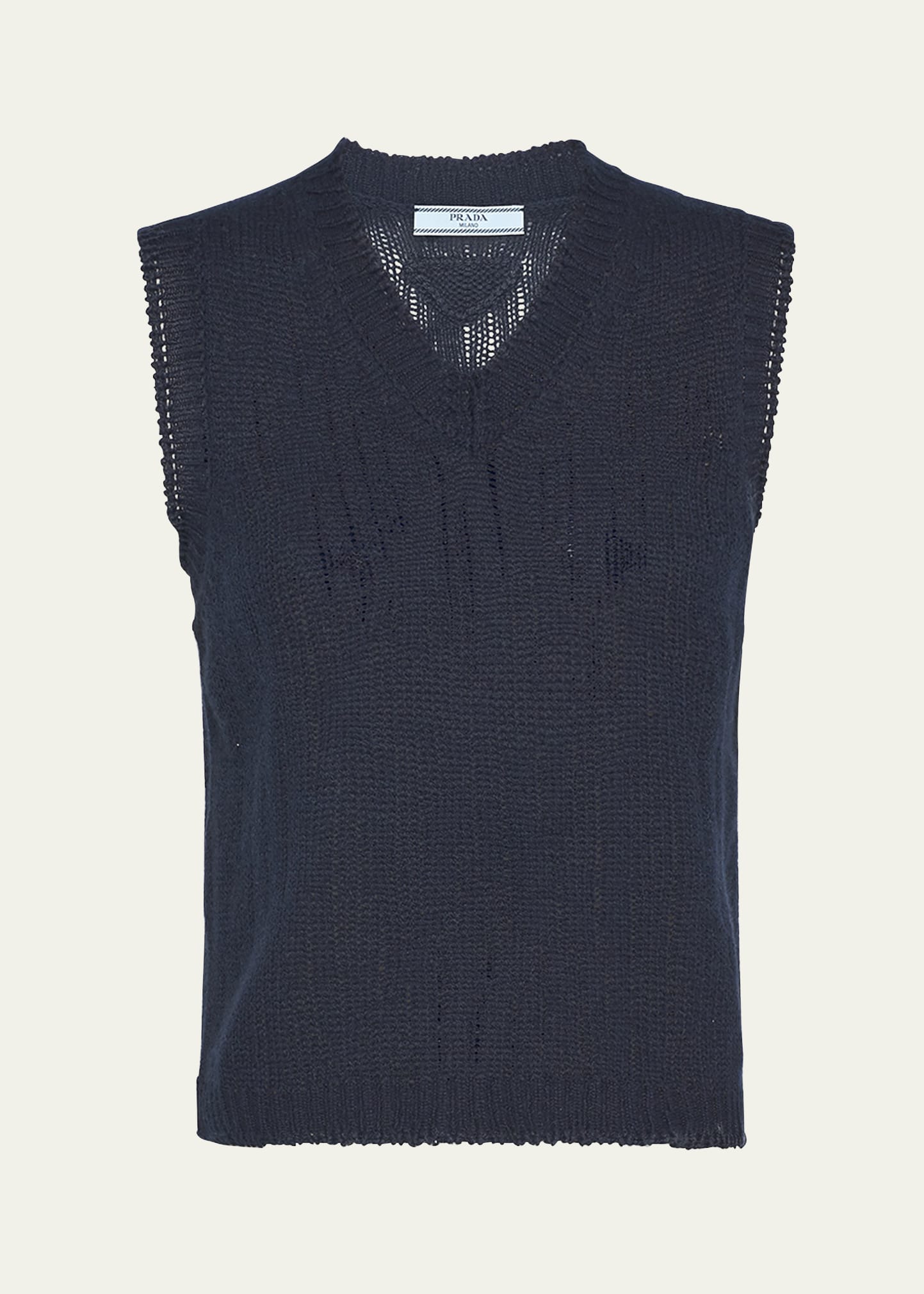 Prada V-neck Cashmere Sweater Vest In Blue