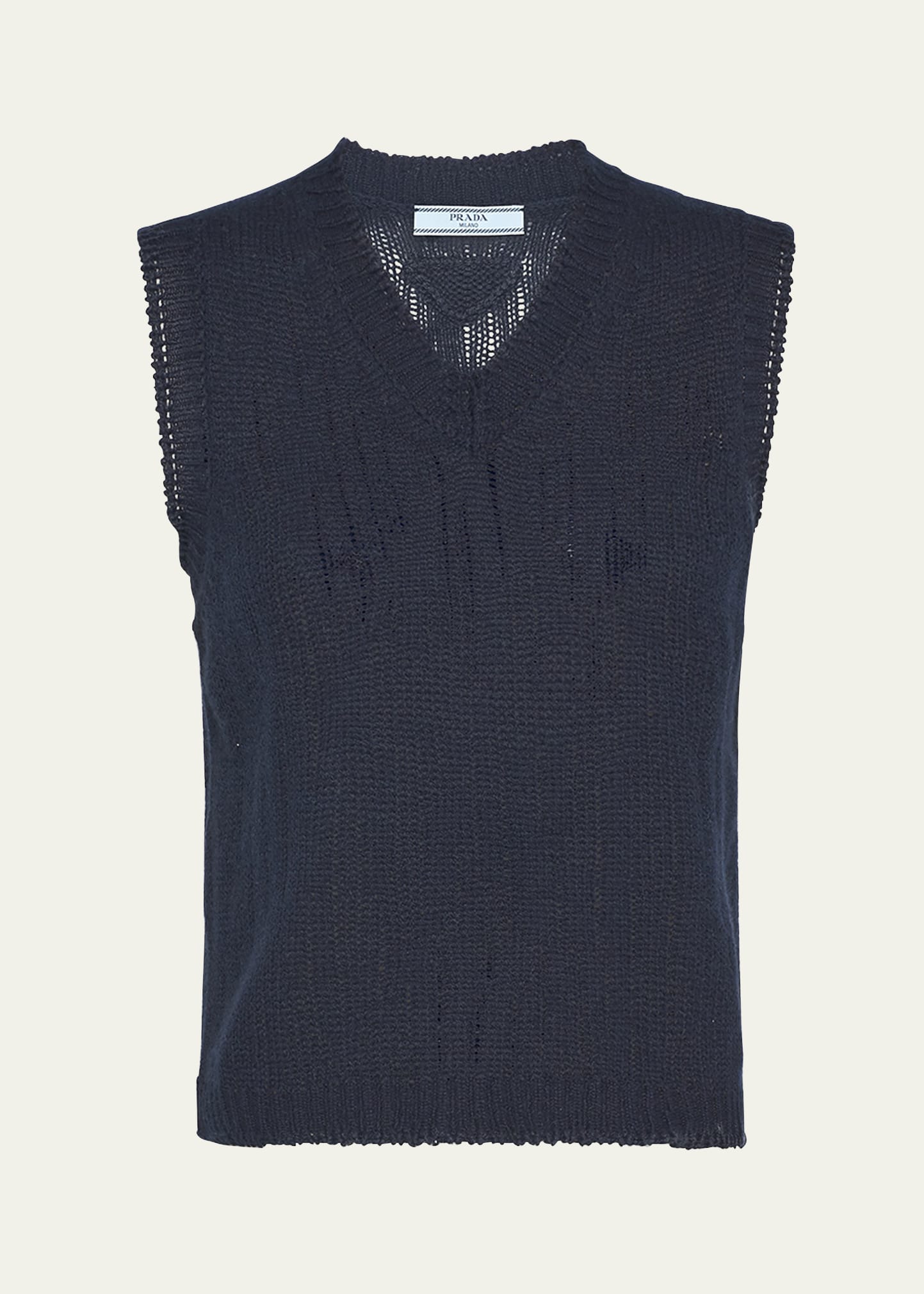 Prada V-neck Cashmere Sweater Vest In Navy