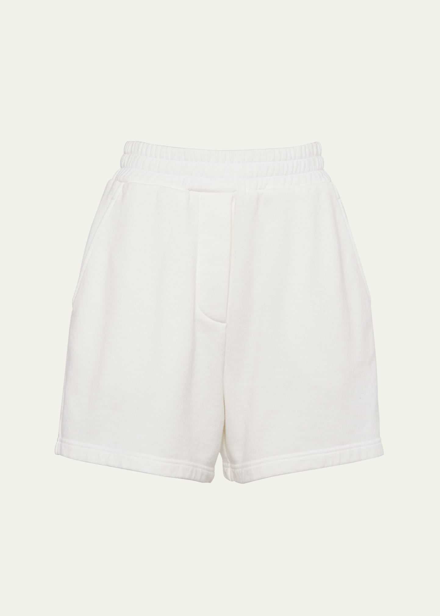 Prada Plush Elastic Waist Shorts In F0018 Naturale