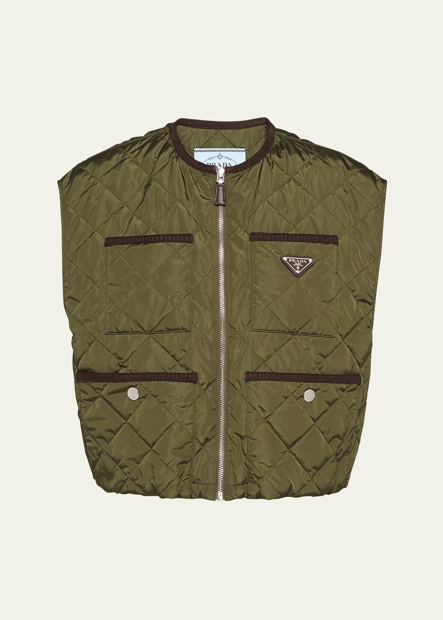 Prada Quilted Light Re-nylon Vest In Green