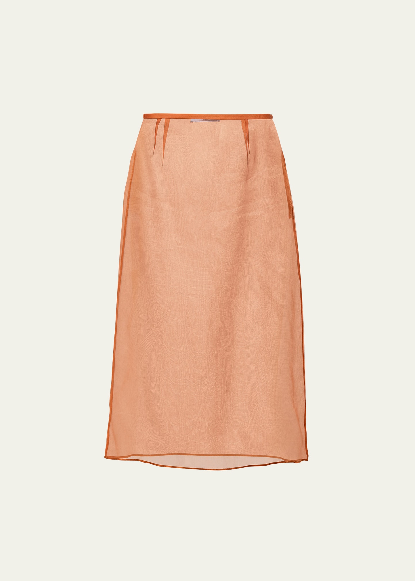 Prada Organza Midi-skirt In F0033 Ruggine