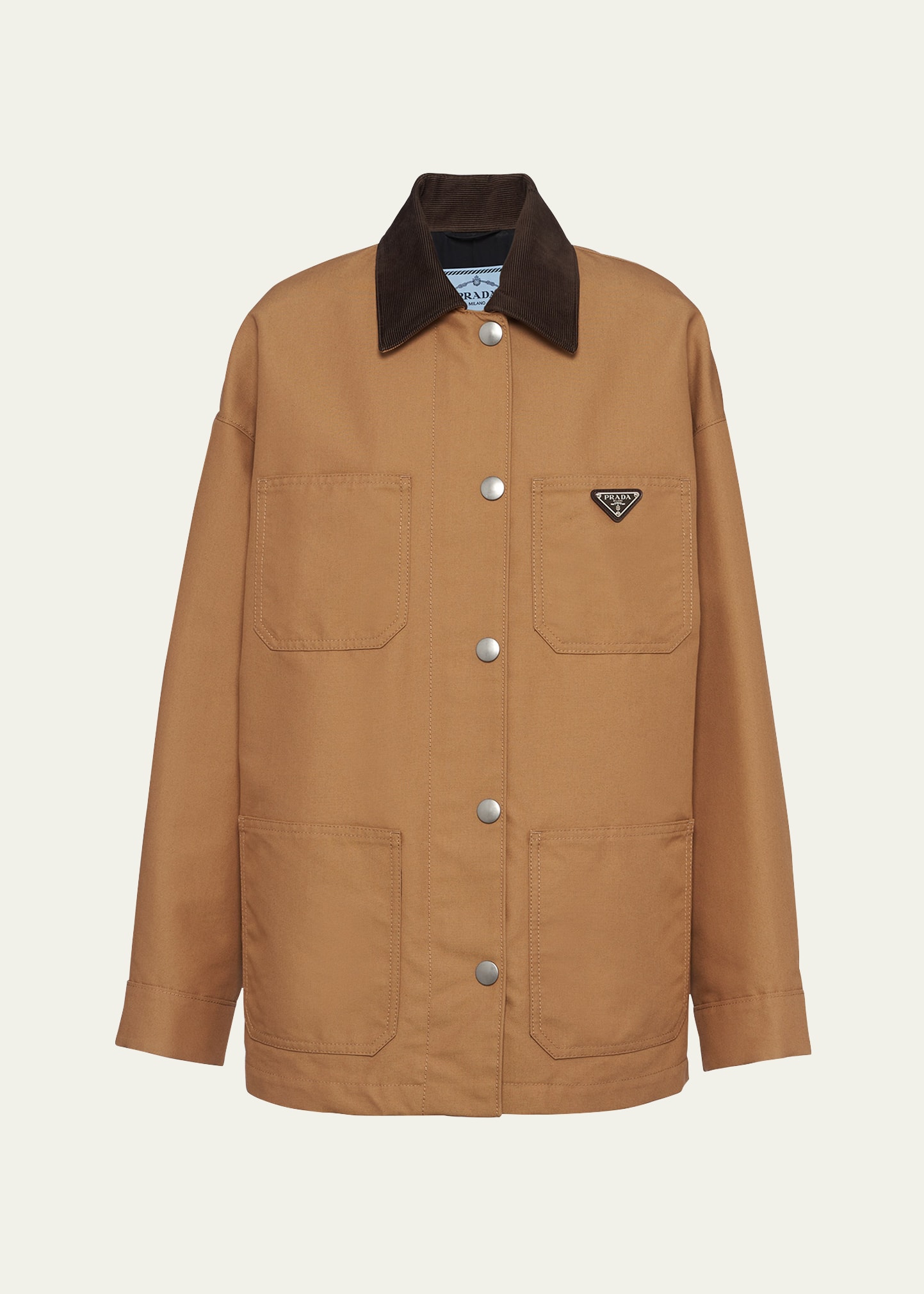 Prada Triangle-logo Canvas Blouson Jacket In F0040 Cammello