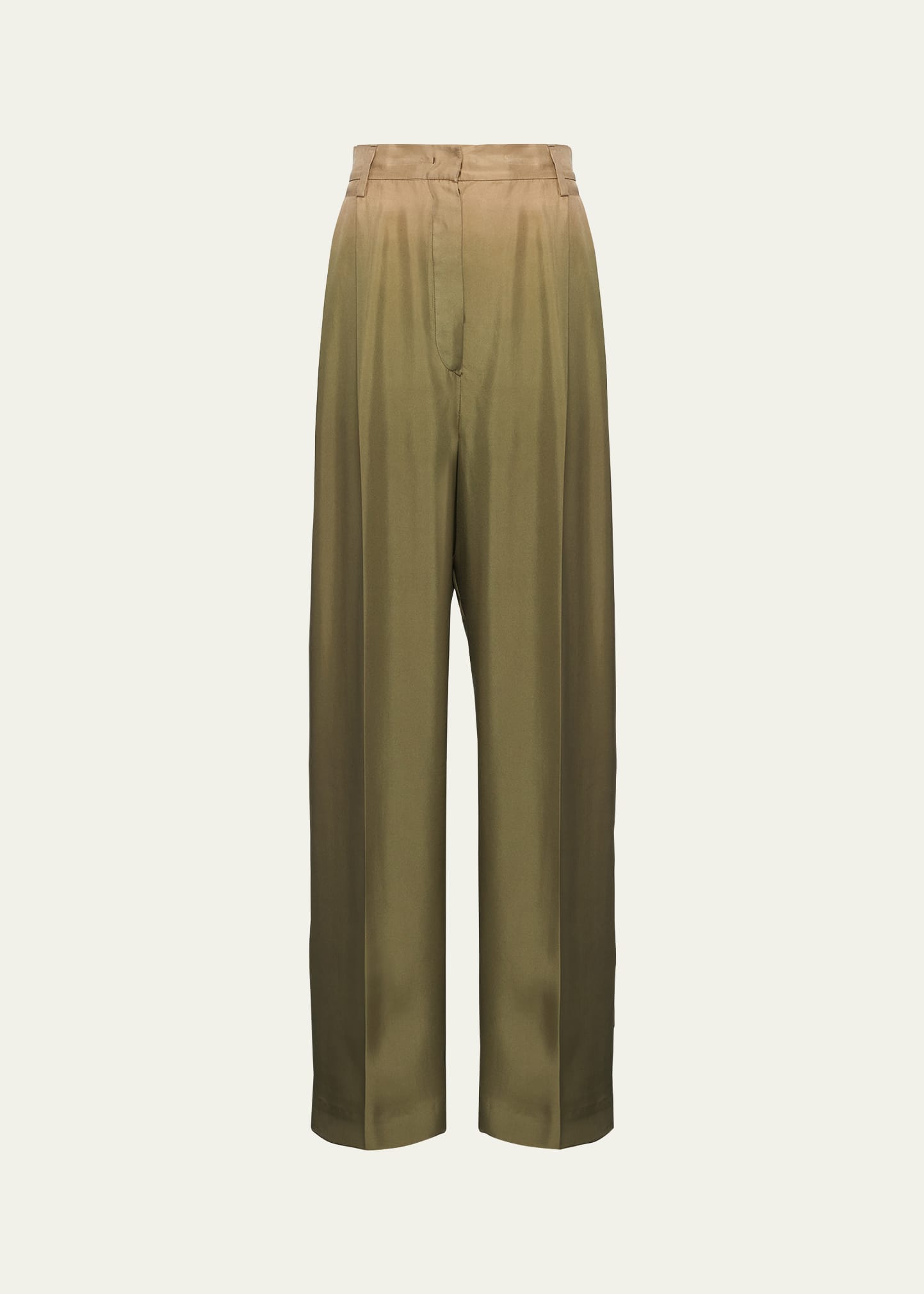 Shop Prada Gradient Pintuck Twill Silk Pants In F0161 Militare